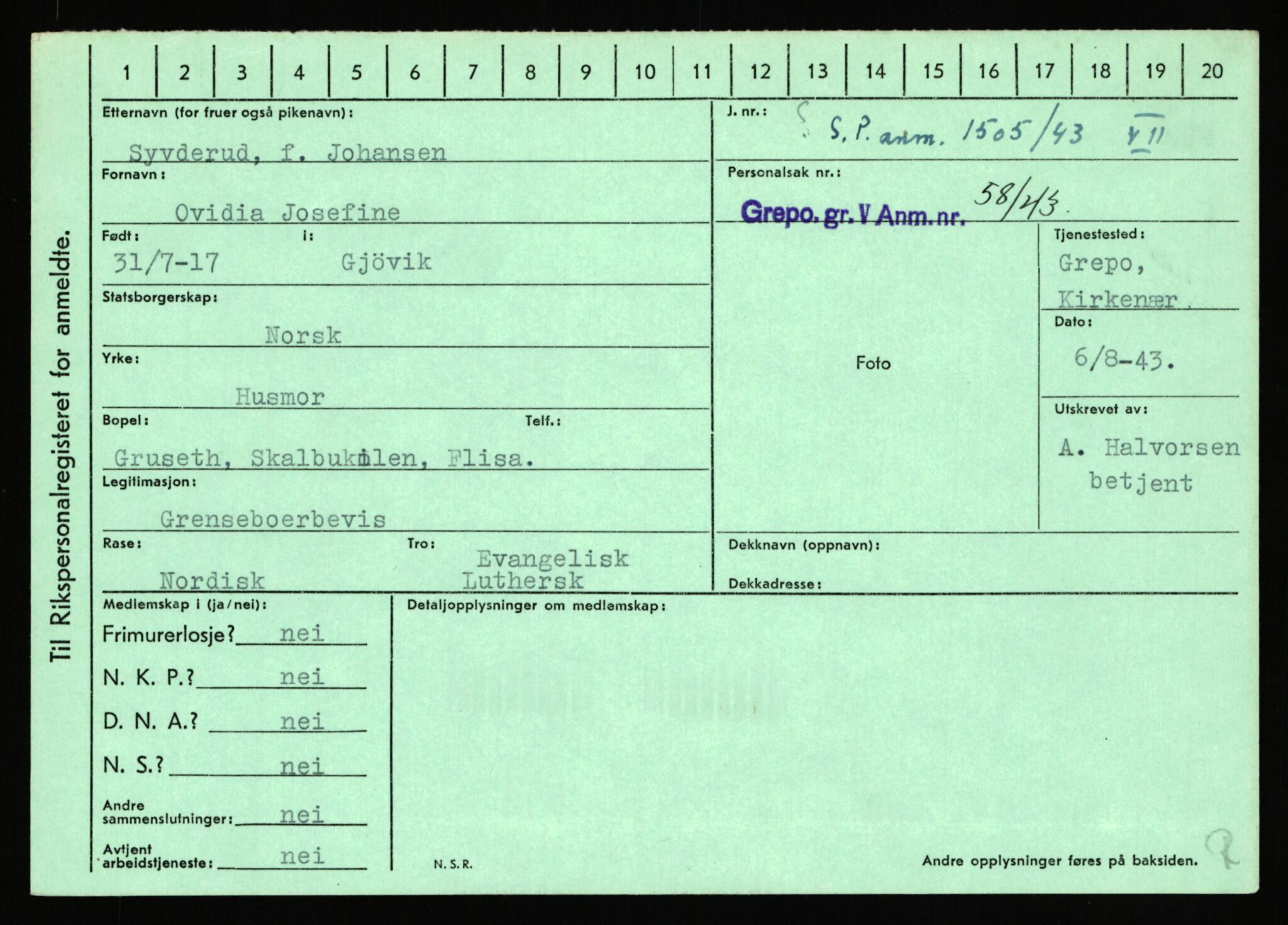 Statspolitiet - Hovedkontoret / Osloavdelingen, AV/RA-S-1329/C/Ca/L0015: Svea - Tøsse, 1943-1945, s. 703