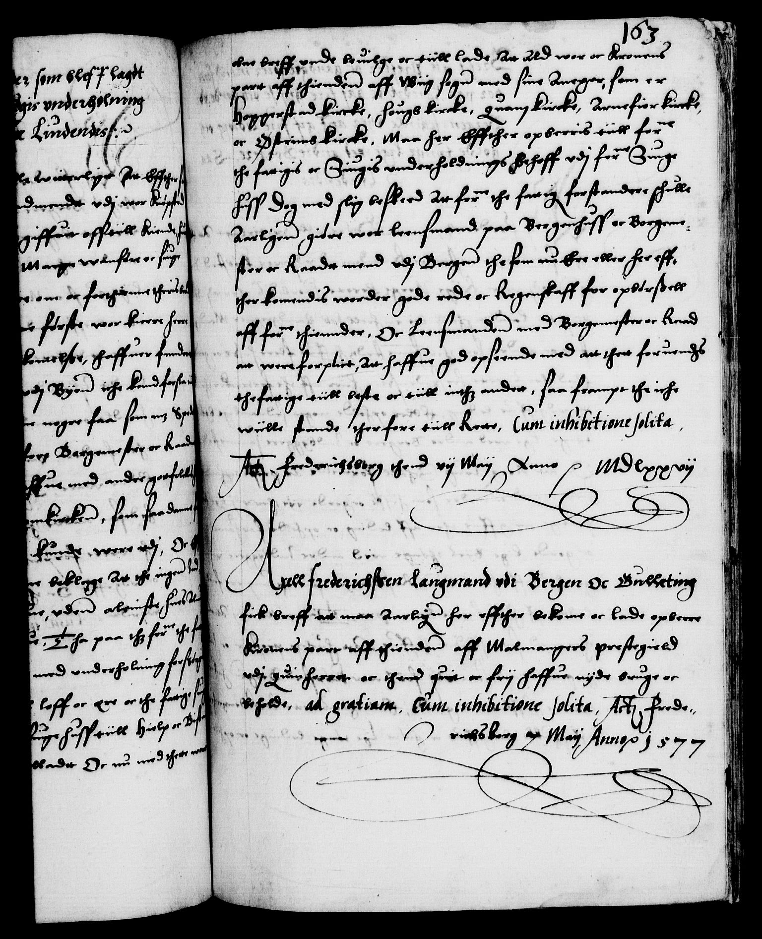 Danske Kanselli 1572-1799, AV/RA-EA-3023/F/Fc/Fca/Fcaa/L0001: Norske registre (mikrofilm), 1572-1588, s. 163a