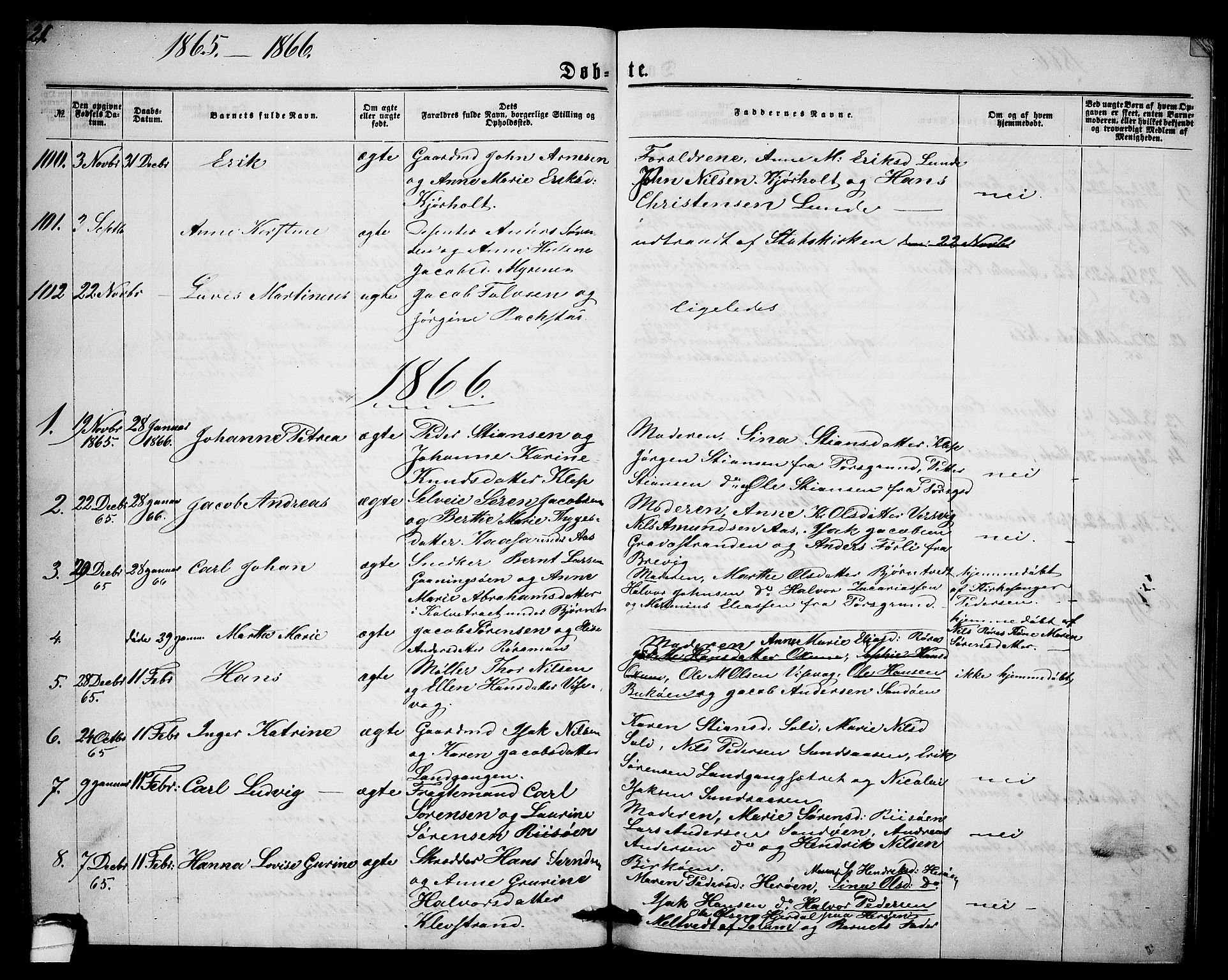 Eidanger kirkebøker, AV/SAKO-A-261/G/Ga/L0001: Klokkerbok nr. 1, 1863-1878, s. 21