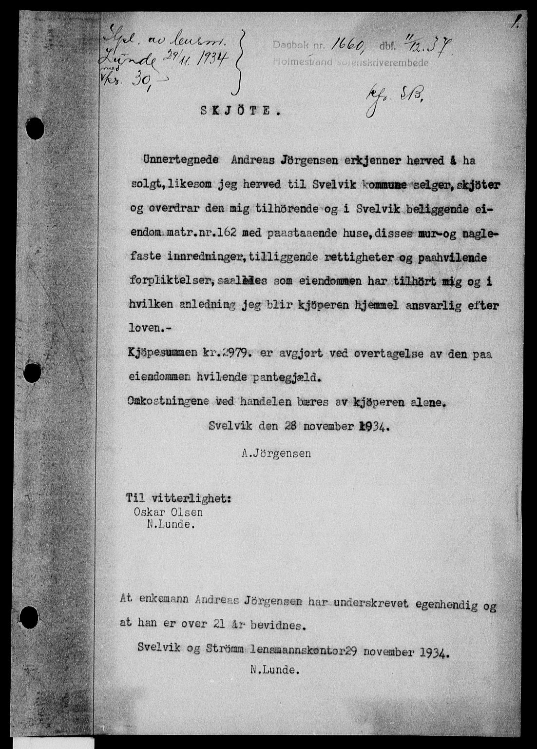 Holmestrand sorenskriveri, SAKO/A-67/G/Ga/Gaa/L0049: Pantebok nr. A-49, 1937-1938, Dagboknr: 1660/1937