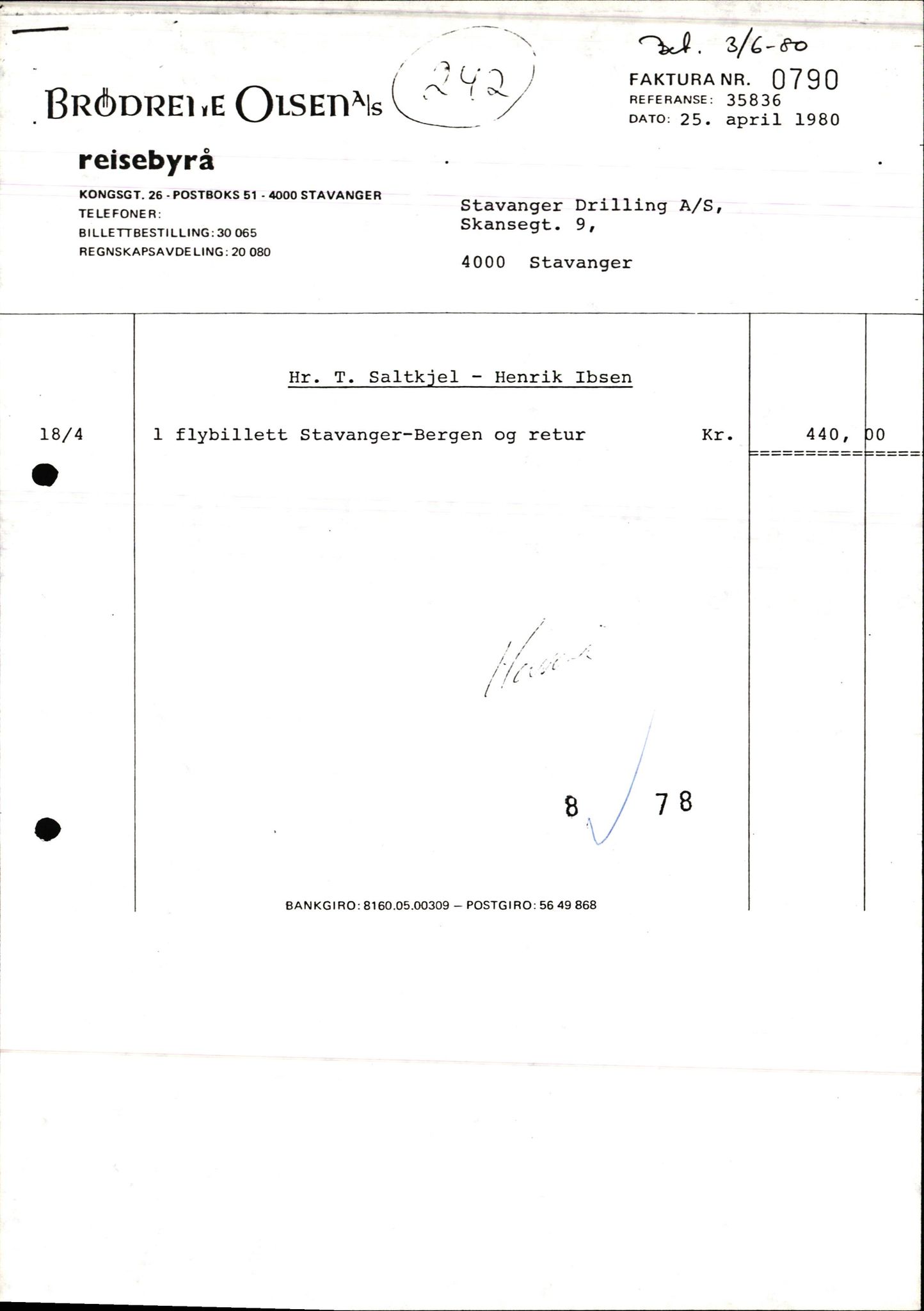 Pa 1503 - Stavanger Drilling AS, AV/SAST-A-101906/2/E/Ec/Eca/L0013: Sak og korrespondanse, 1980-1982