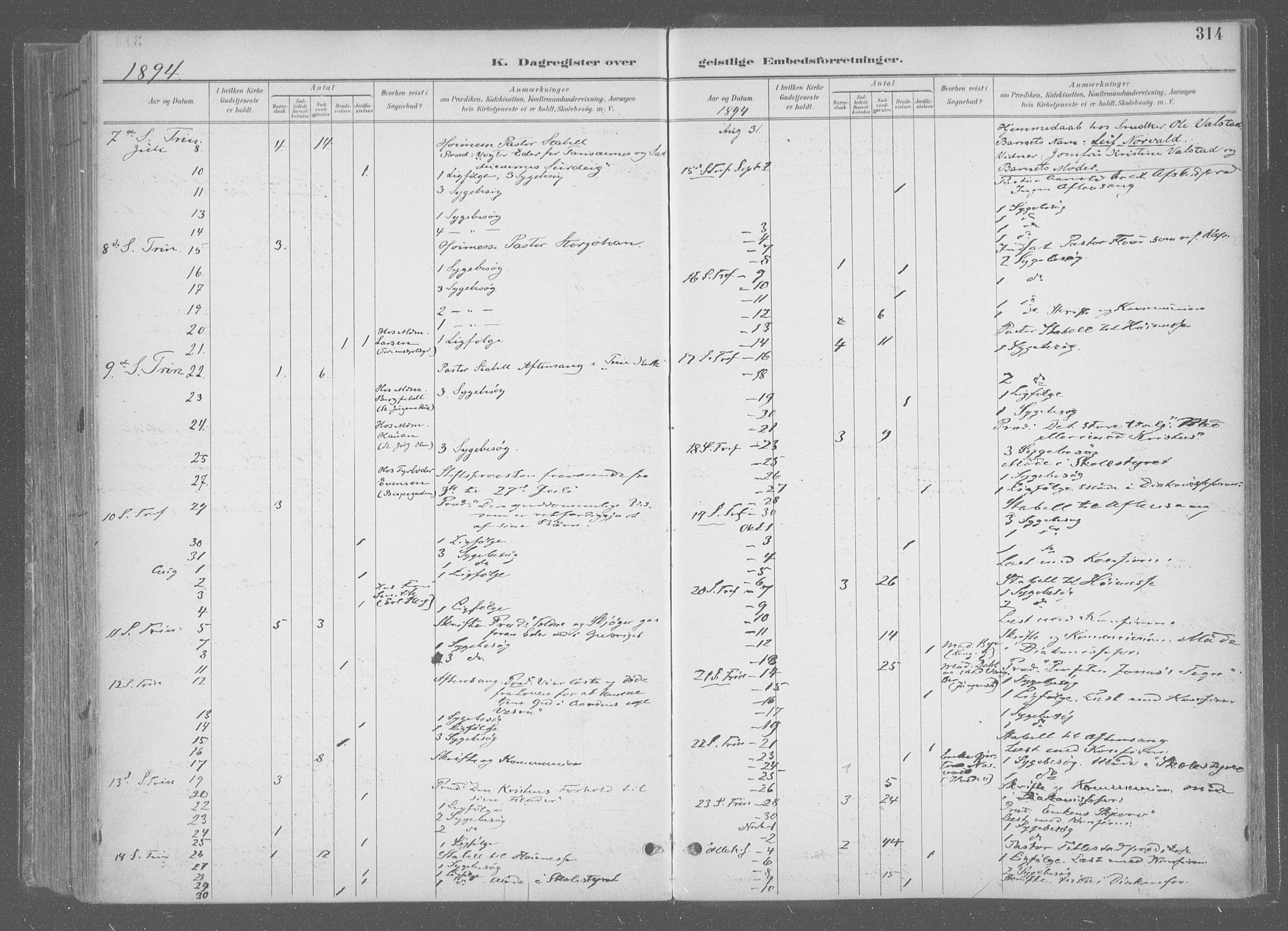 Ministerialprotokoller, klokkerbøker og fødselsregistre - Sør-Trøndelag, SAT/A-1456/601/L0064: Ministerialbok nr. 601A31, 1891-1911, s. 314