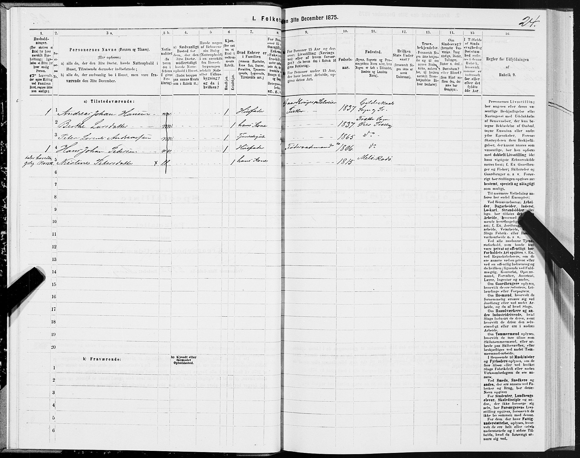 SAT, Folketelling 1875 for 1838P Gildeskål prestegjeld, 1875, s. 1024