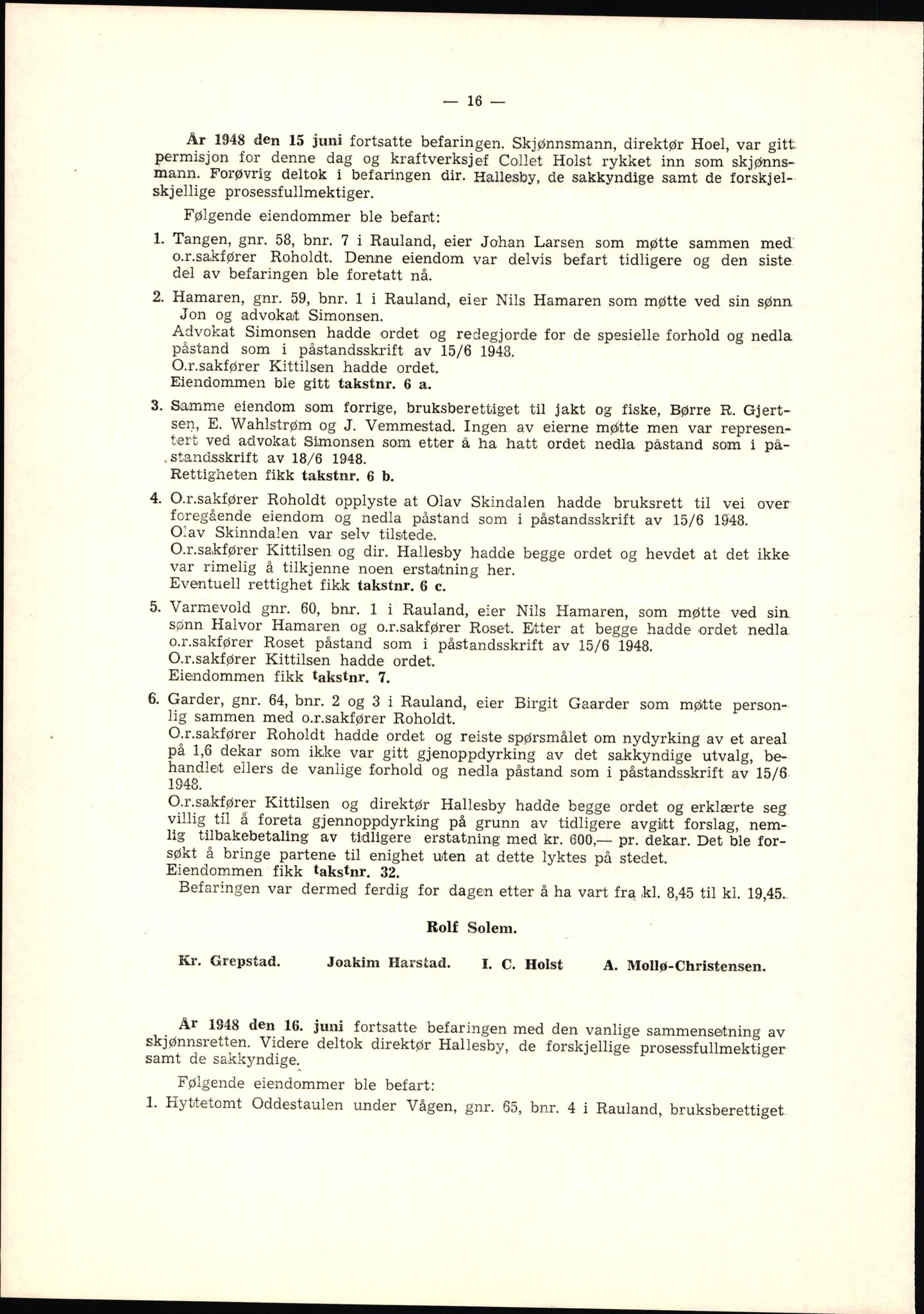 Vest-Telemark sorenskriveri, AV/SAKO-A-134/F/Fo/Fob/L0001: Skjønn/rettsbøker for kraftutbygging/veg, 1948-1963, s. 18