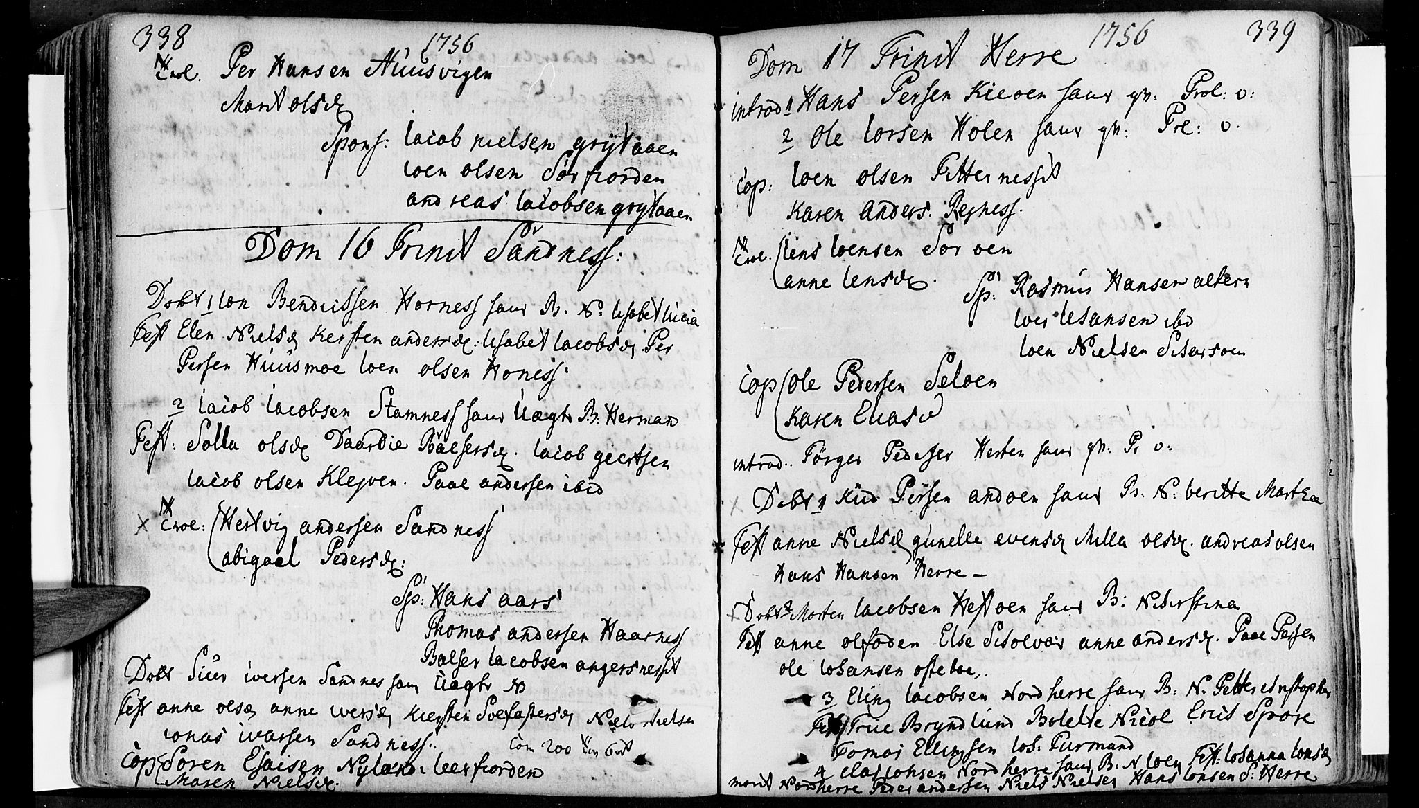 Ministerialprotokoller, klokkerbøker og fødselsregistre - Nordland, AV/SAT-A-1459/830/L0434: Ministerialbok nr. 830A03, 1737-1767, s. 338-339