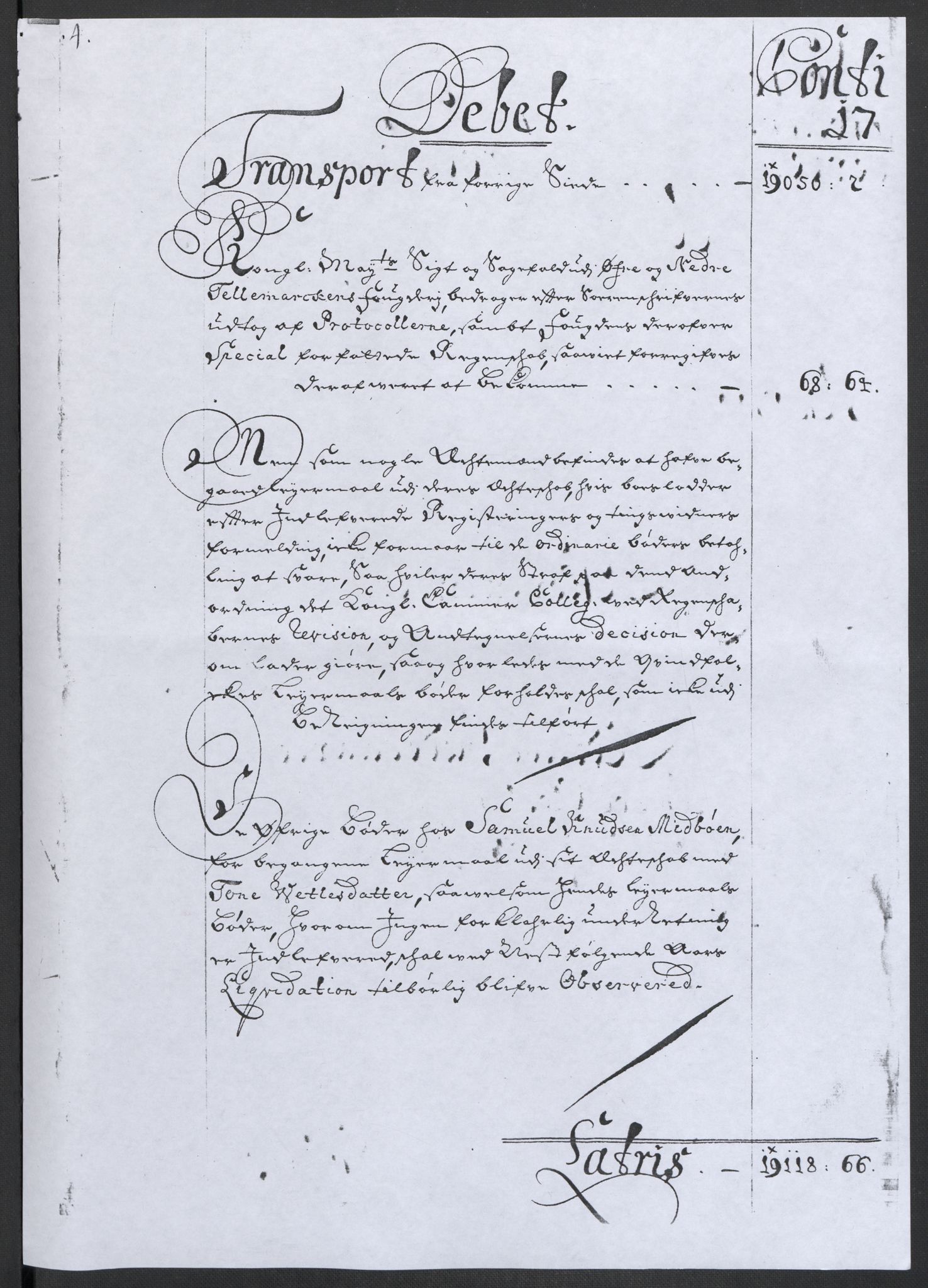 Rentekammeret inntil 1814, Reviderte regnskaper, Fogderegnskap, AV/RA-EA-4092/R36/L2120: Fogderegnskap Øvre og Nedre Telemark og Bamble, 1711, s. 7