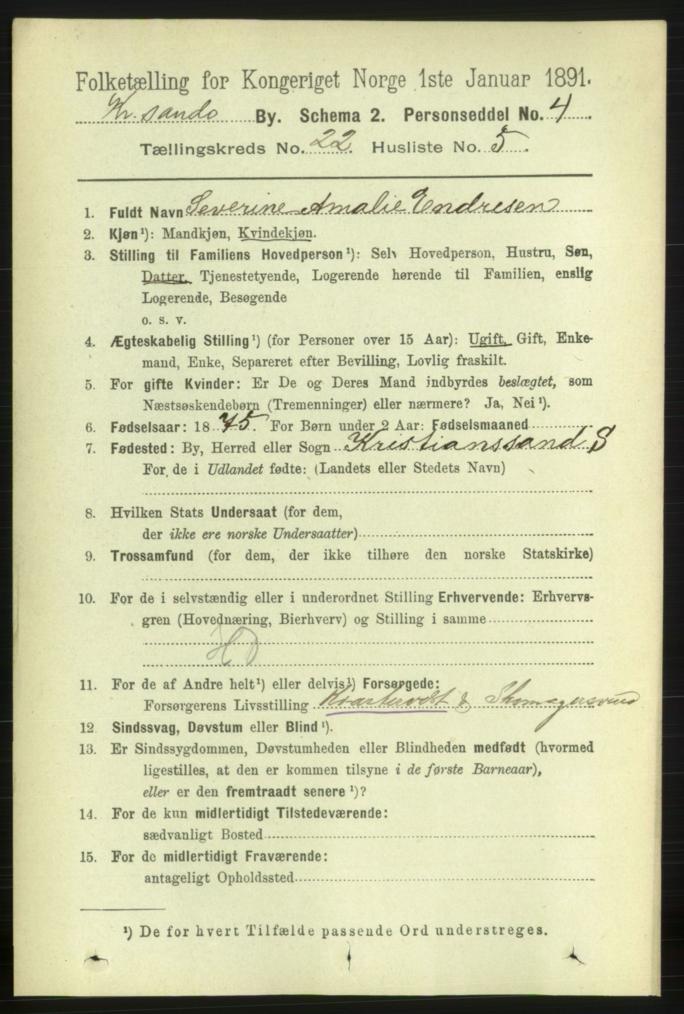 RA, Folketelling 1891 for 1001 Kristiansand kjøpstad, 1891, s. 8324
