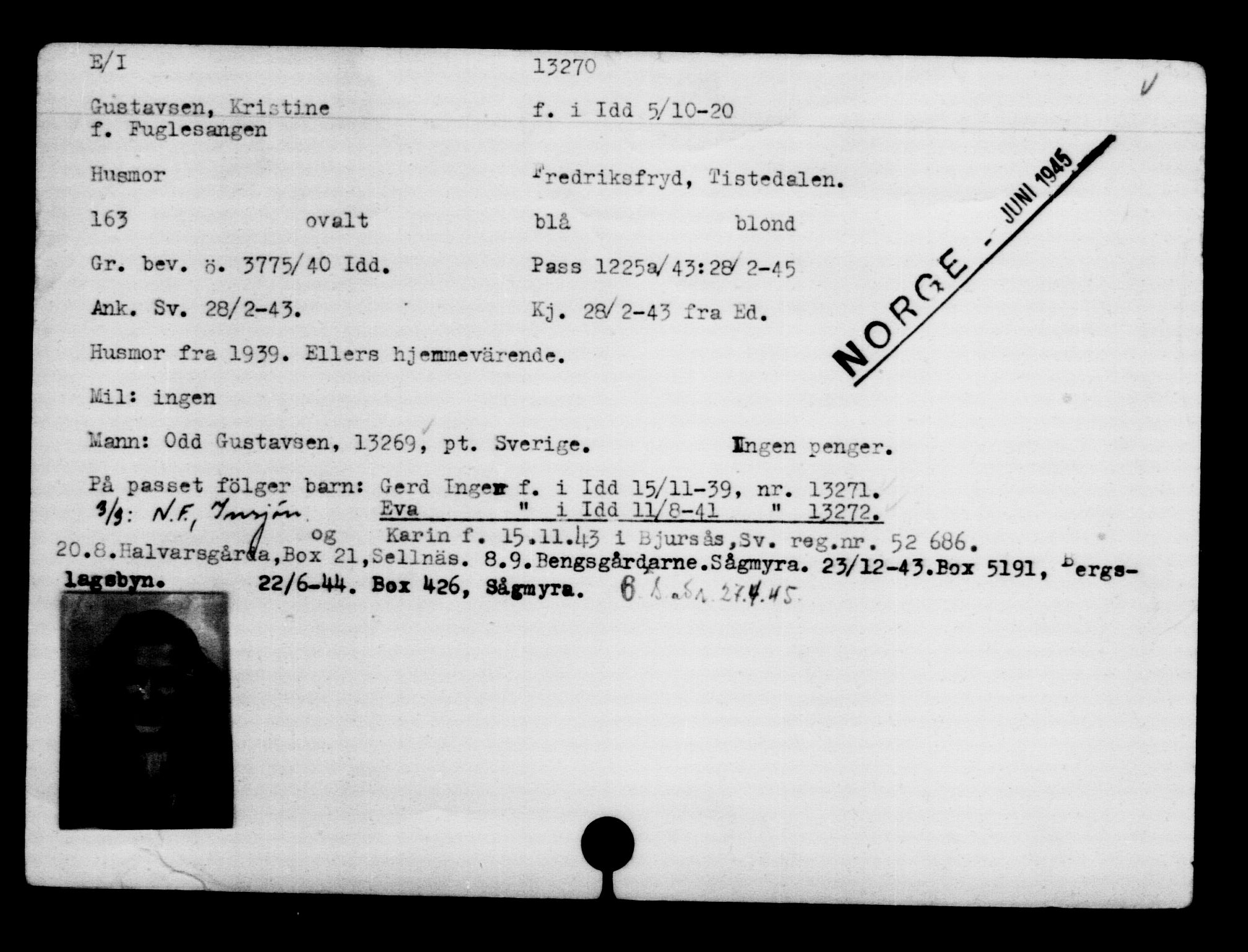 Den Kgl. Norske Legasjons Flyktningskontor, AV/RA-S-6753/V/Va/L0007: Kjesäterkartoteket.  Flyktningenr. 12700-15723, 1940-1945, s. 654