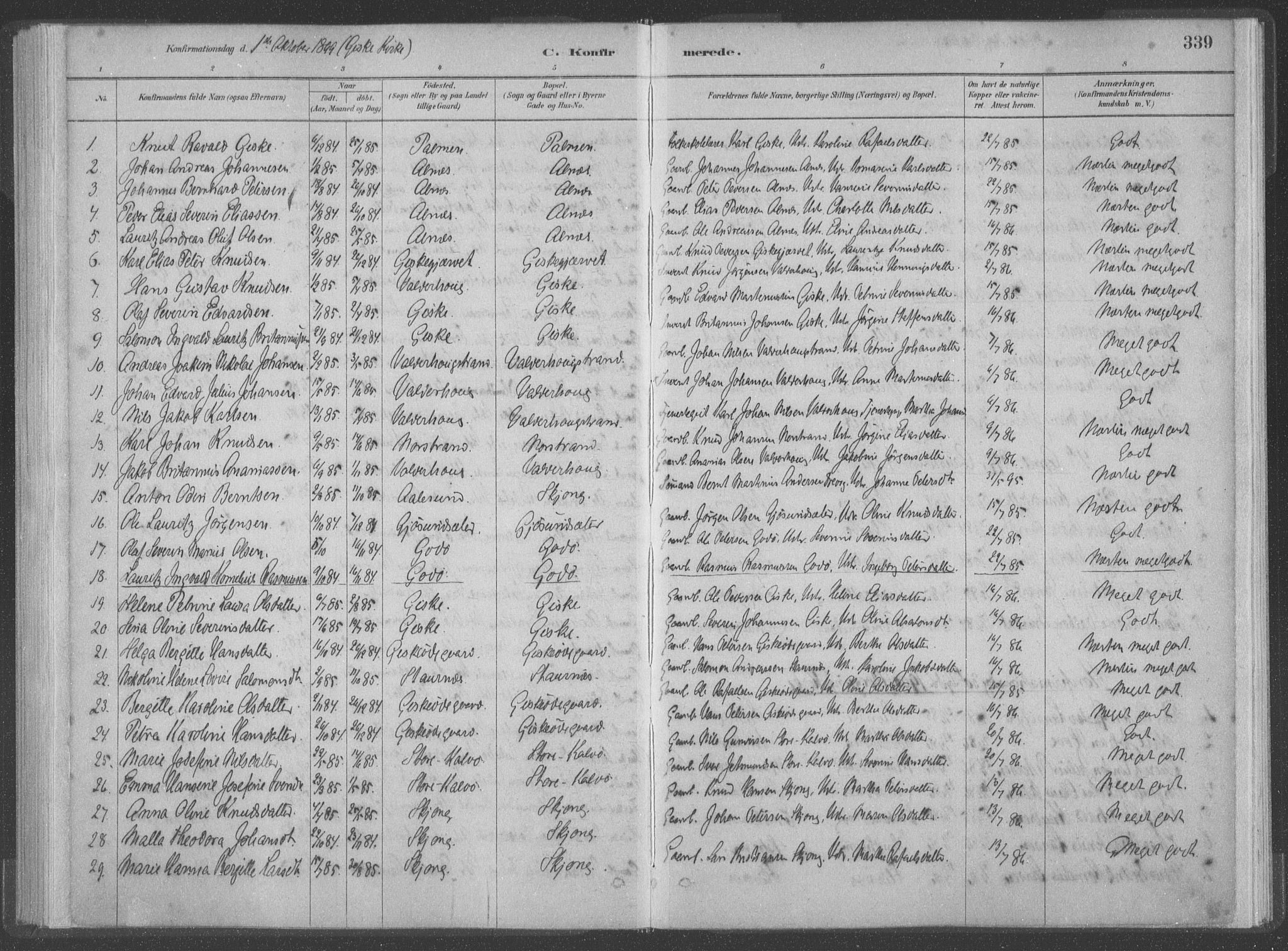 Ministerialprotokoller, klokkerbøker og fødselsregistre - Møre og Romsdal, AV/SAT-A-1454/528/L0402: Ministerialbok nr. 528A12II, 1880-1903, s. 339