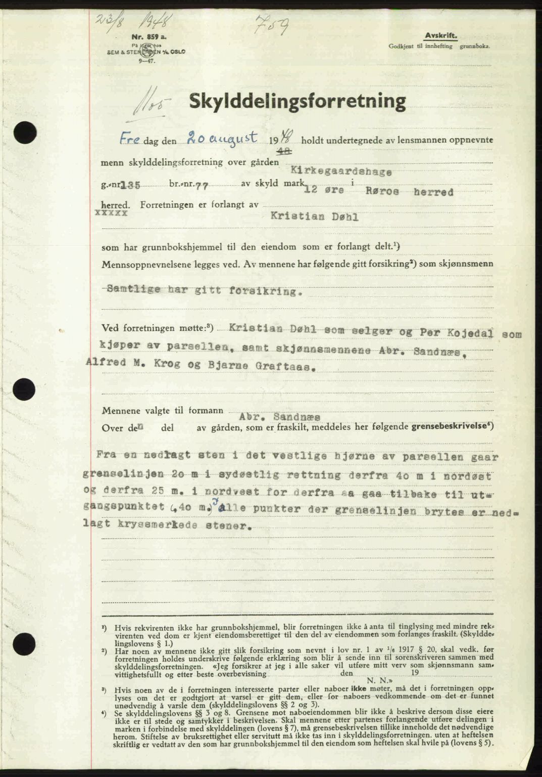 Gauldal sorenskriveri, SAT/A-0014/1/2/2C: Pantebok nr. A6, 1948-1948, Dagboknr: 1105/1948