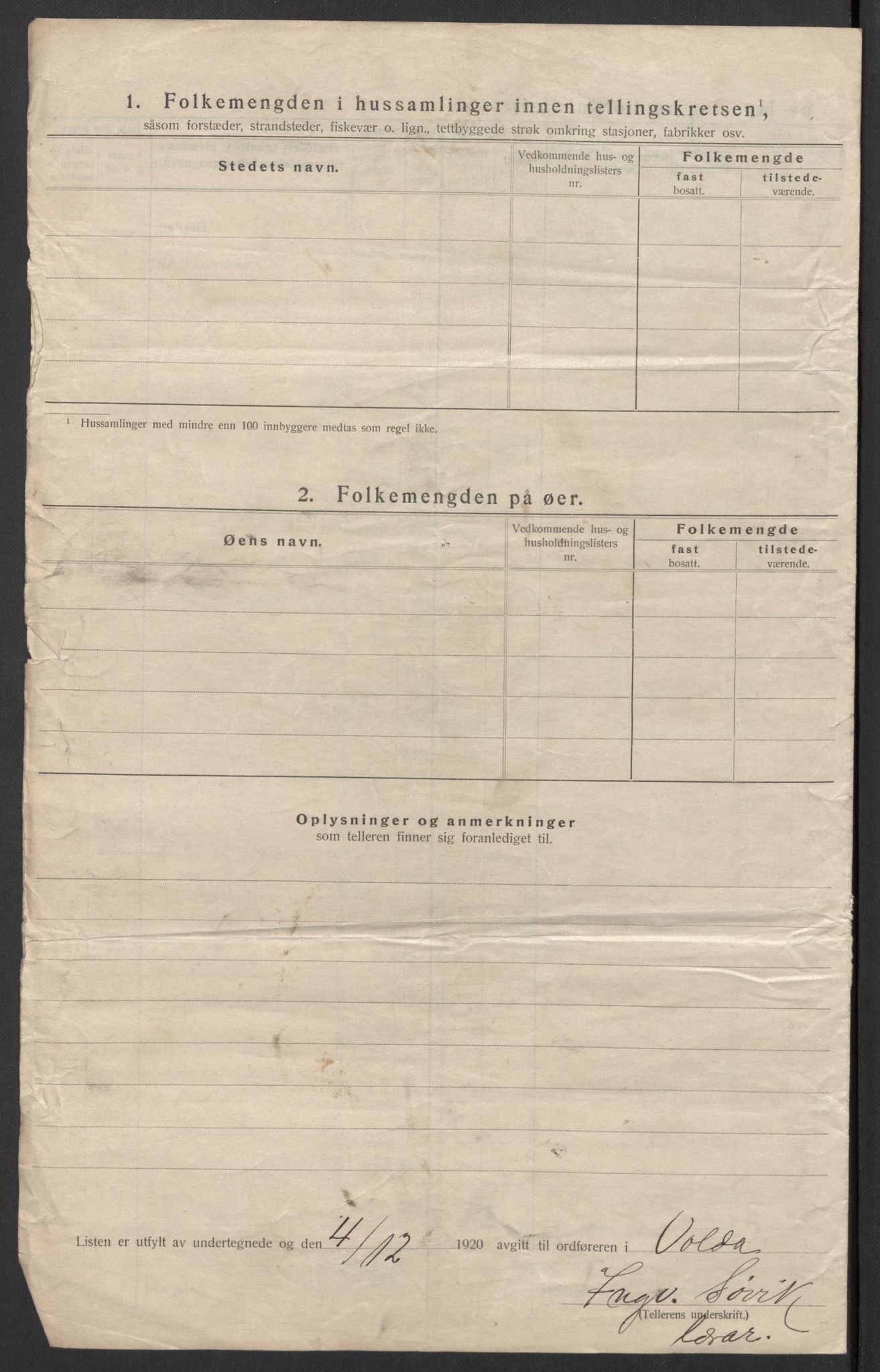 SAT, Folketelling 1920 for 1519 Volda herred, 1920, s. 89