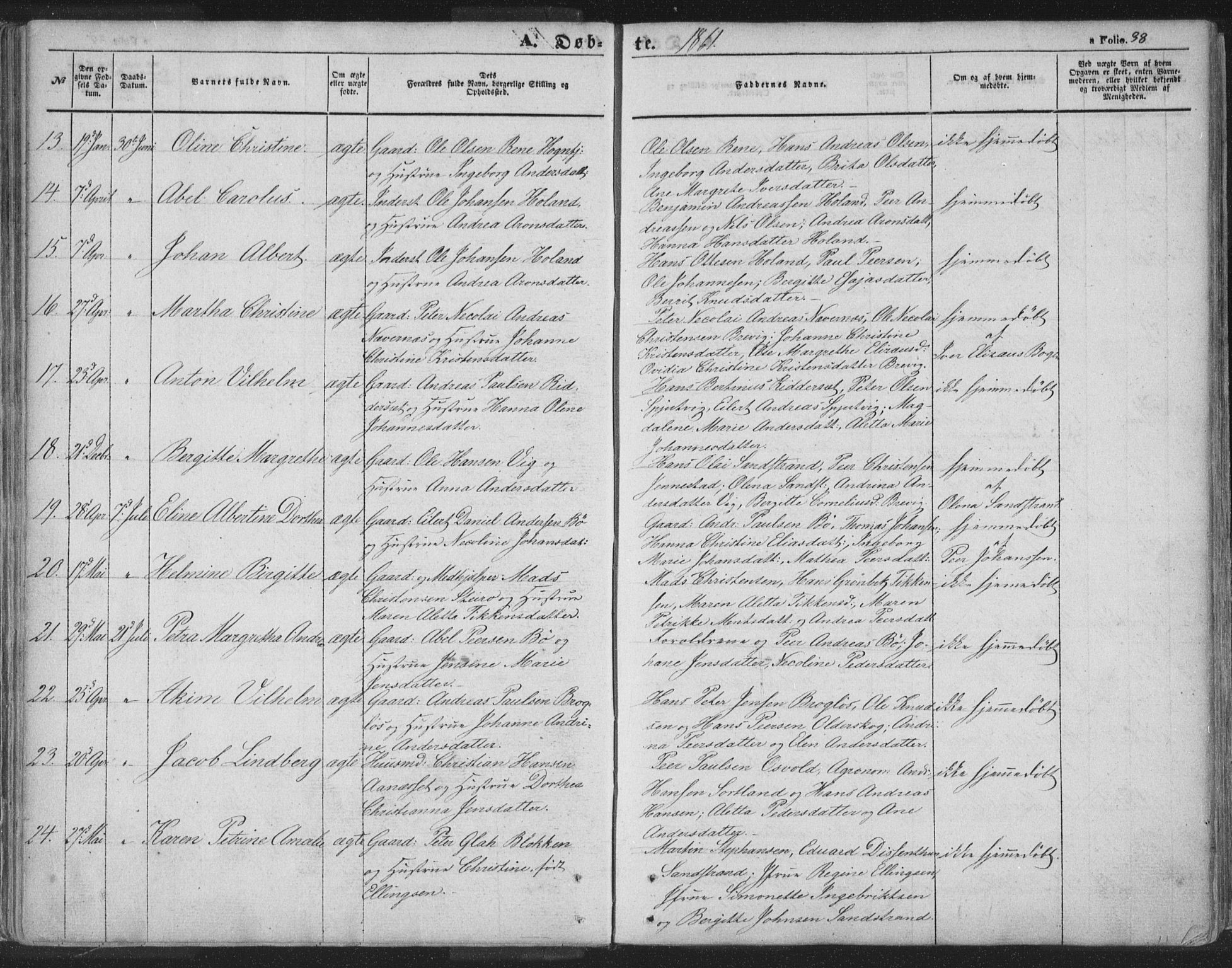 Ministerialprotokoller, klokkerbøker og fødselsregistre - Nordland, AV/SAT-A-1459/895/L1369: Ministerialbok nr. 895A04, 1852-1872, s. 38