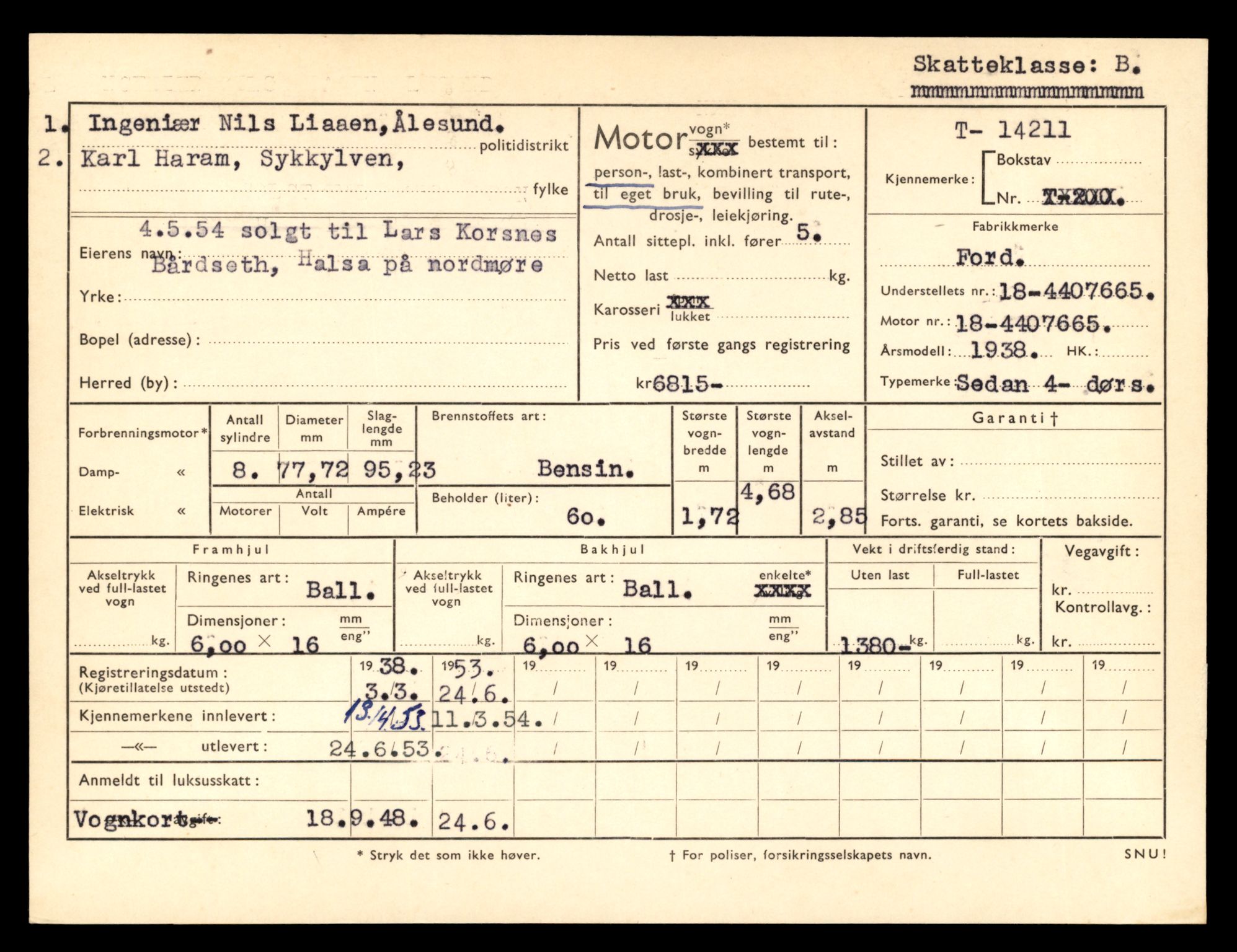 Møre og Romsdal vegkontor - Ålesund trafikkstasjon, AV/SAT-A-4099/F/Fe/L0044: Registreringskort for kjøretøy T 14205 - T 14319, 1927-1998, s. 223