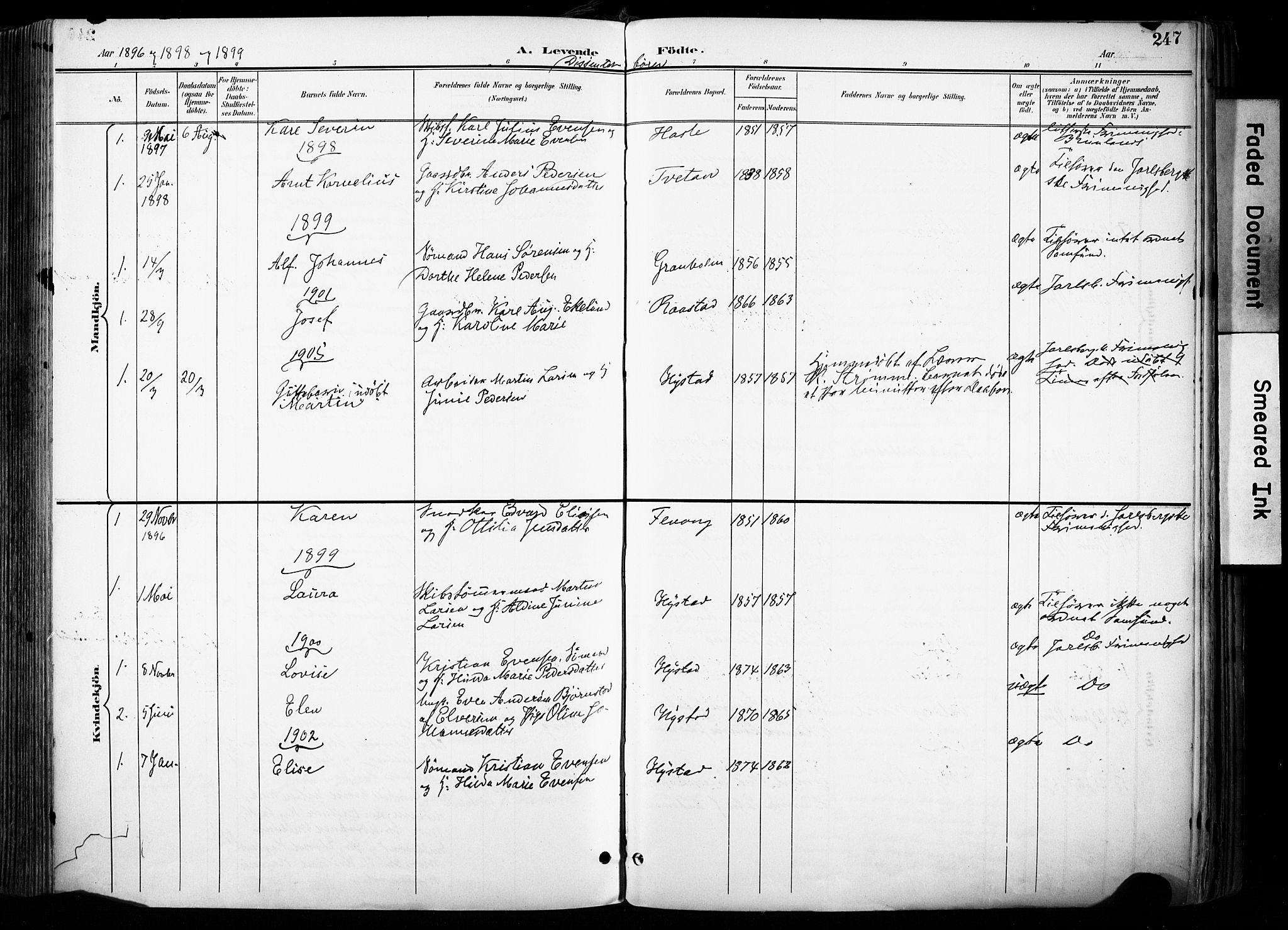 Sandar kirkebøker, AV/SAKO-A-243/F/Fa/L0014: Ministerialbok nr. 14, 1896-1909, s. 247