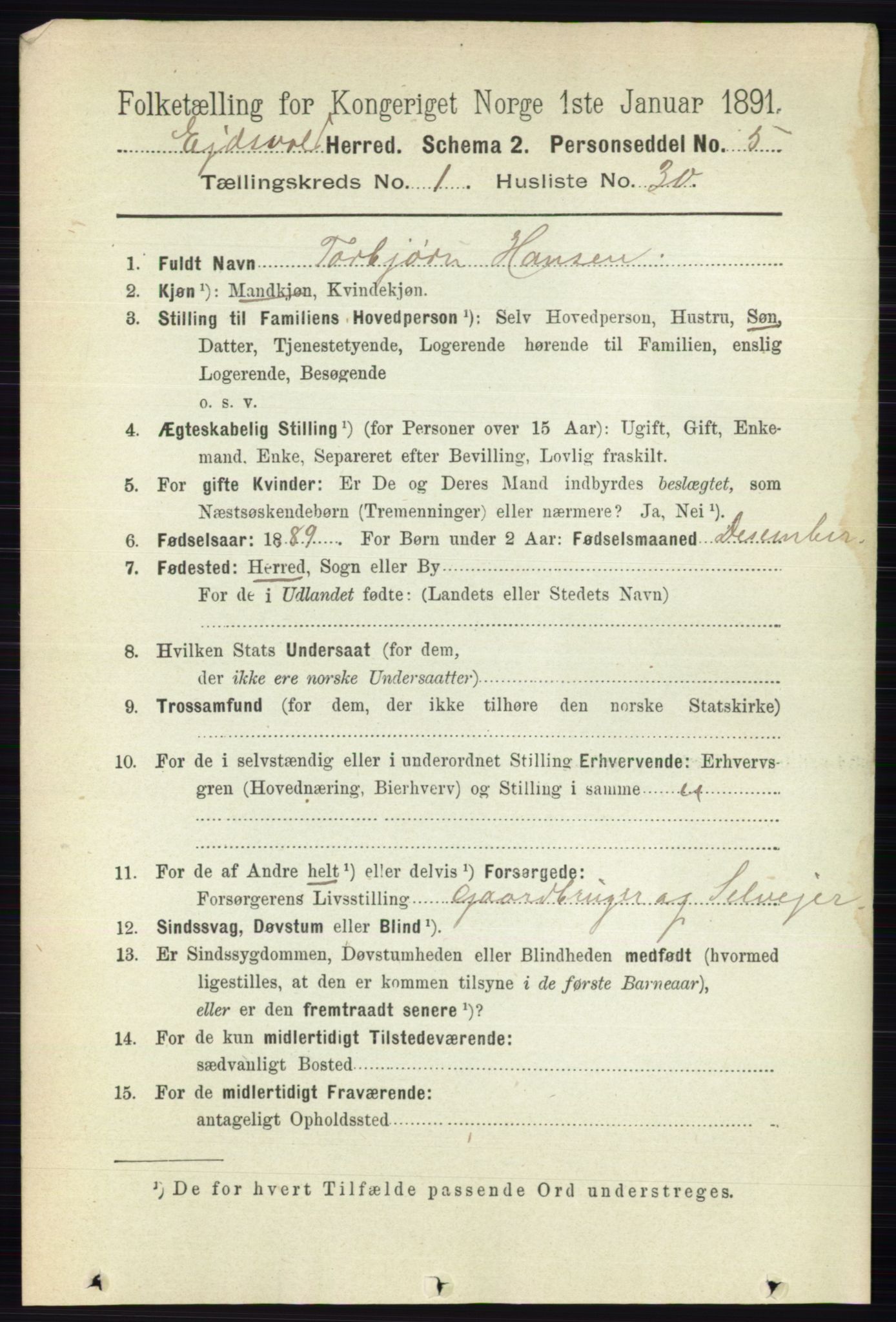RA, Folketelling 1891 for 0237 Eidsvoll herred, 1891, s. 365