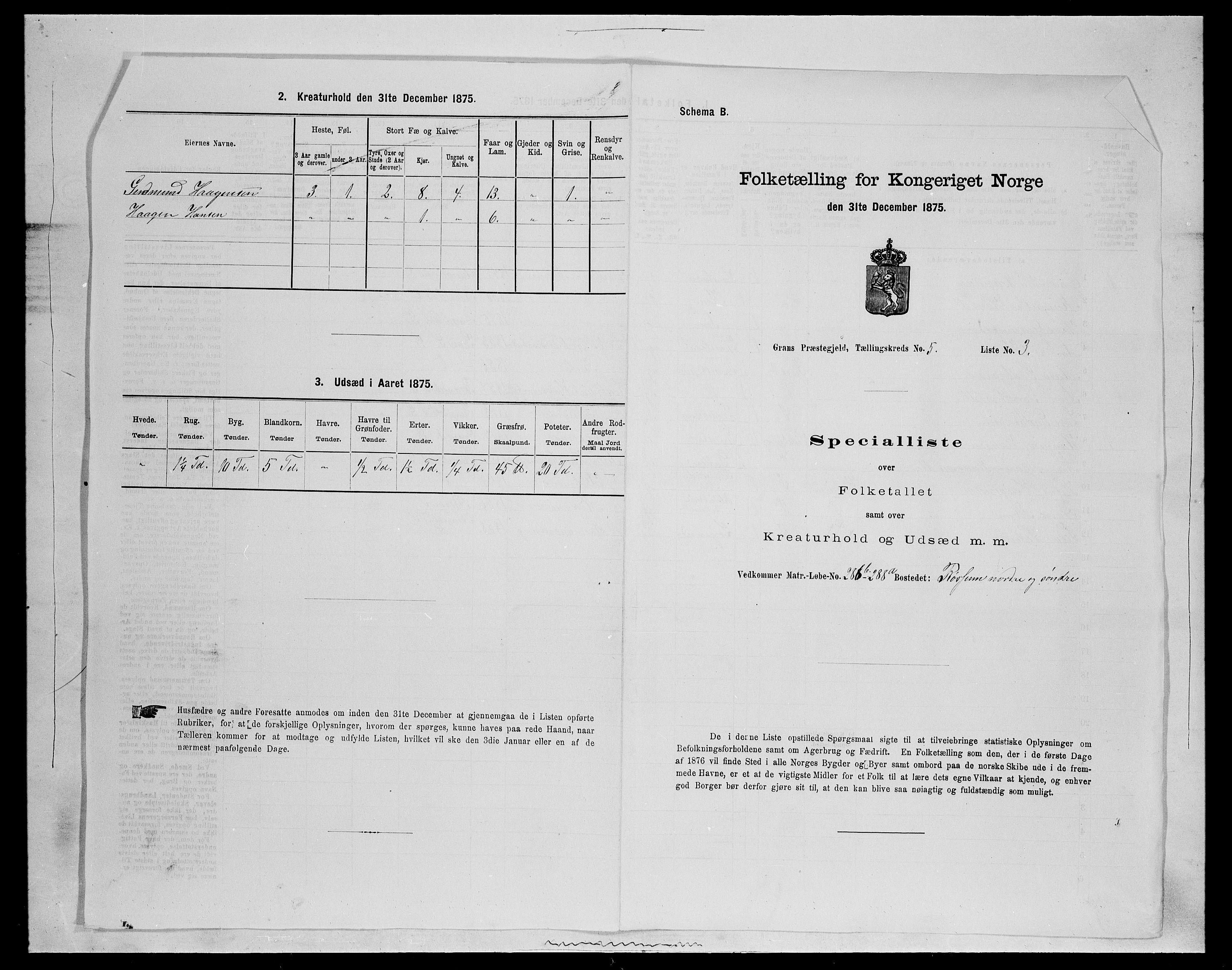 SAH, Folketelling 1875 for 0534P Gran prestegjeld, 1875, s. 769