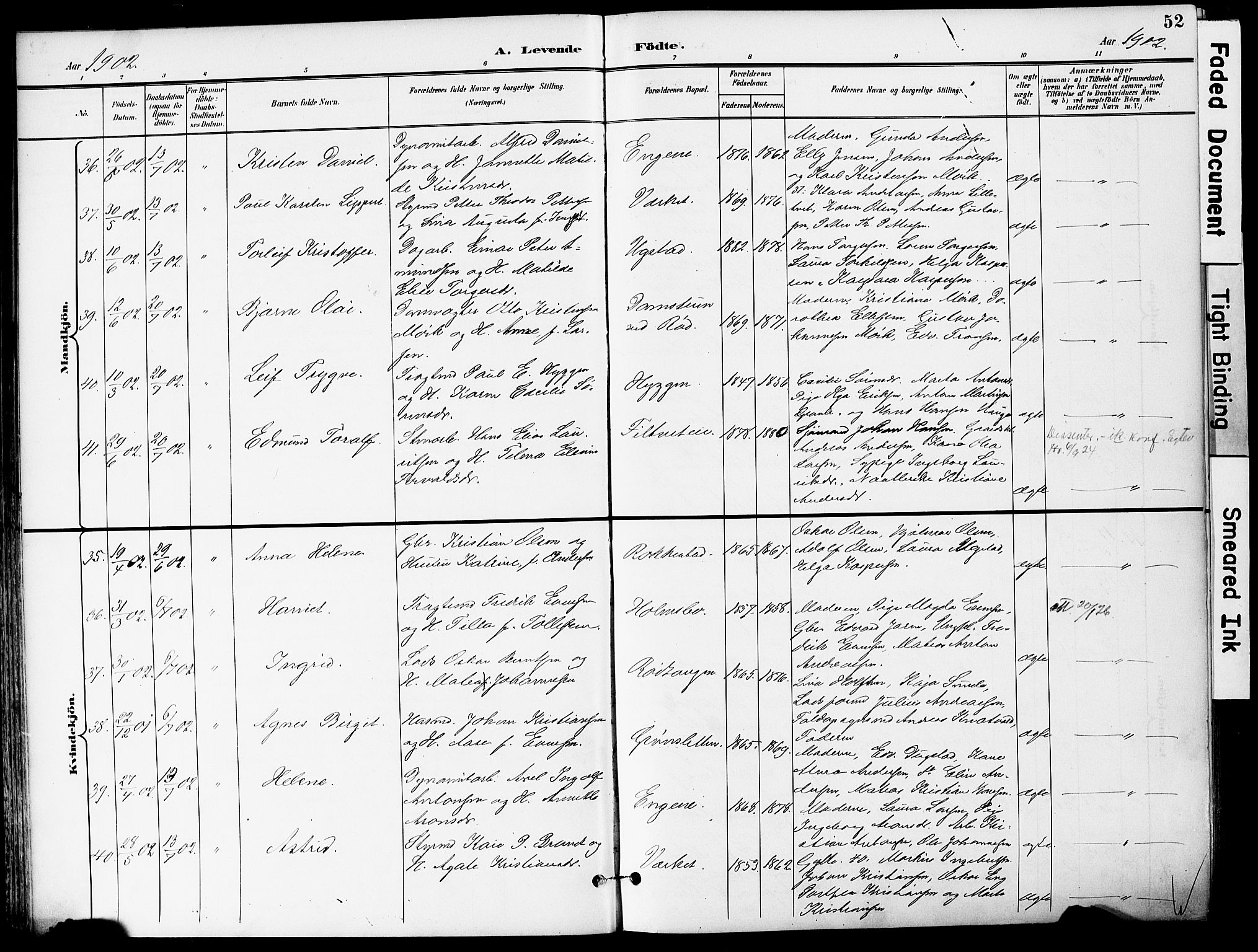 Hurum kirkebøker, AV/SAKO-A-229/F/Fa/L0015: Ministerialbok nr. 15, 1896-1908, s. 52