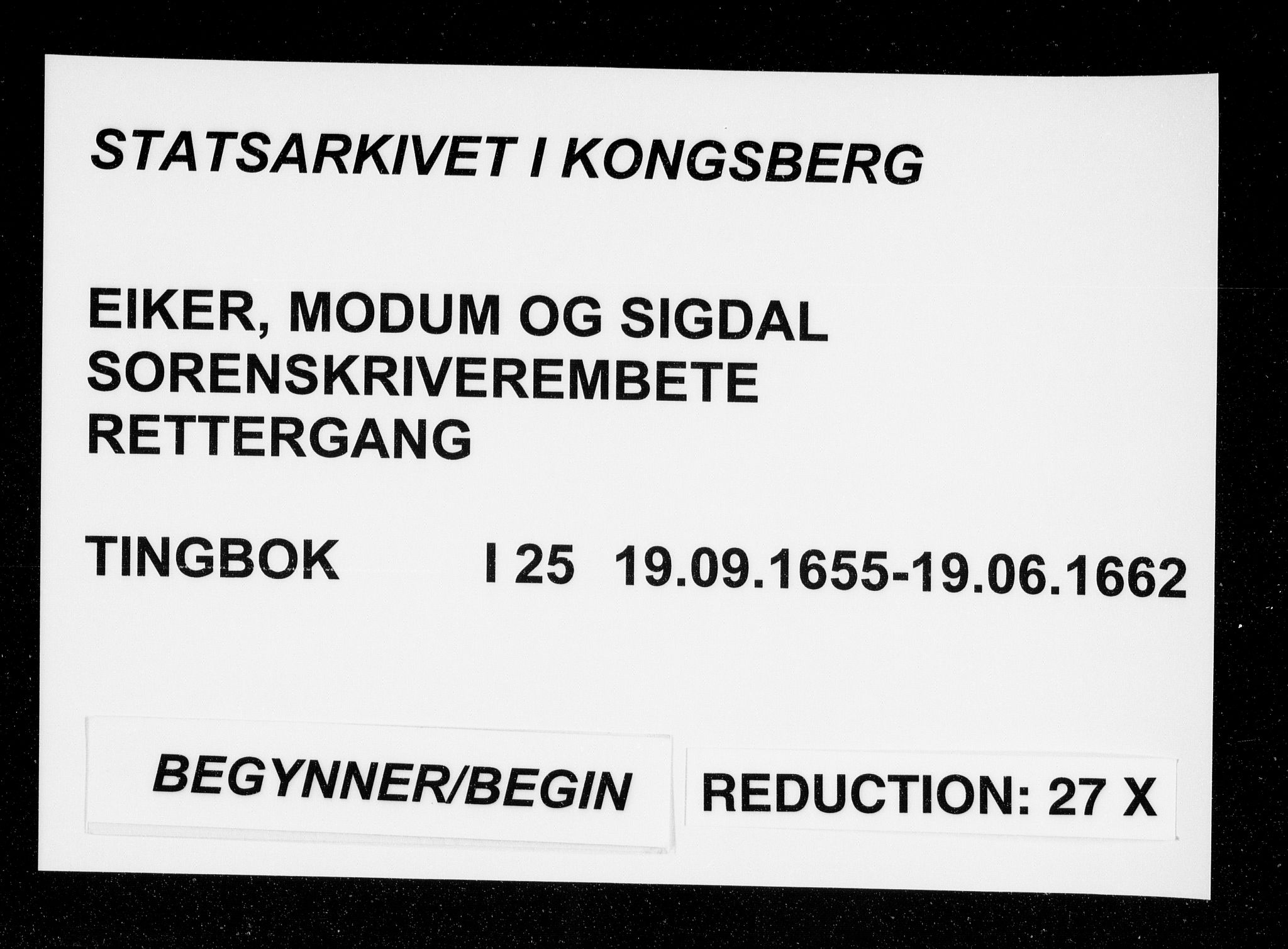 Eiker, Modum og Sigdal sorenskriveri, SAKO/A-123/F/Fa/Faa/L0025: Tingbok, 1655-1662