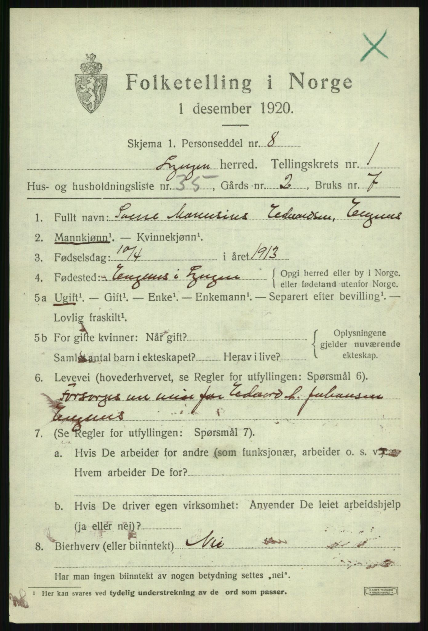 SATØ, Folketelling 1920 for 1938 Lyngen herred, 1920, s. 2362
