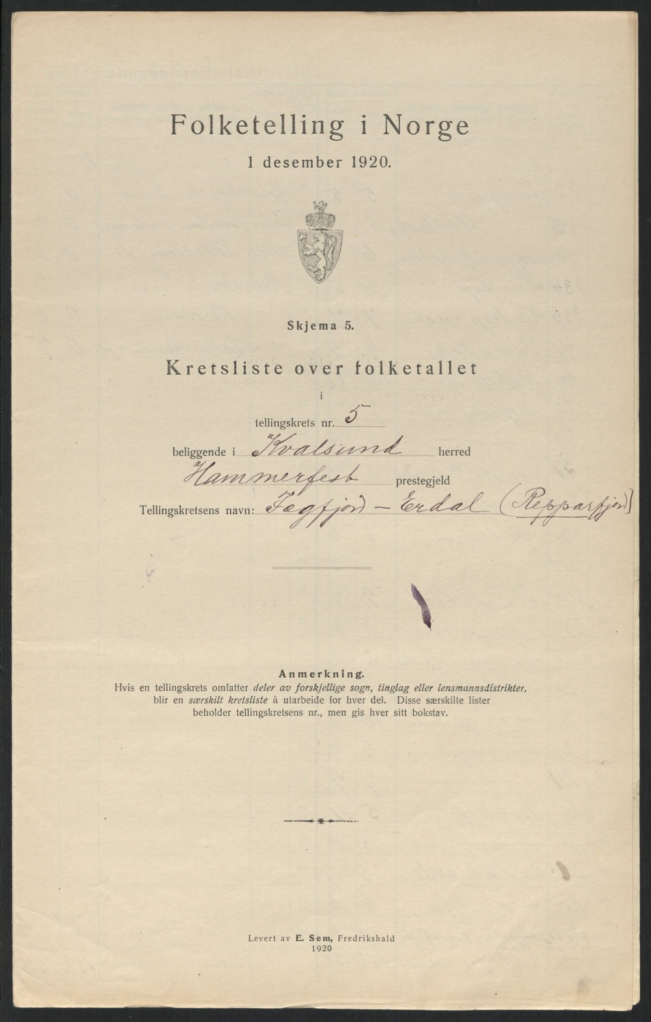 SATØ, Folketelling 1920 for 2017 Kvalsund herred, 1920, s. 24