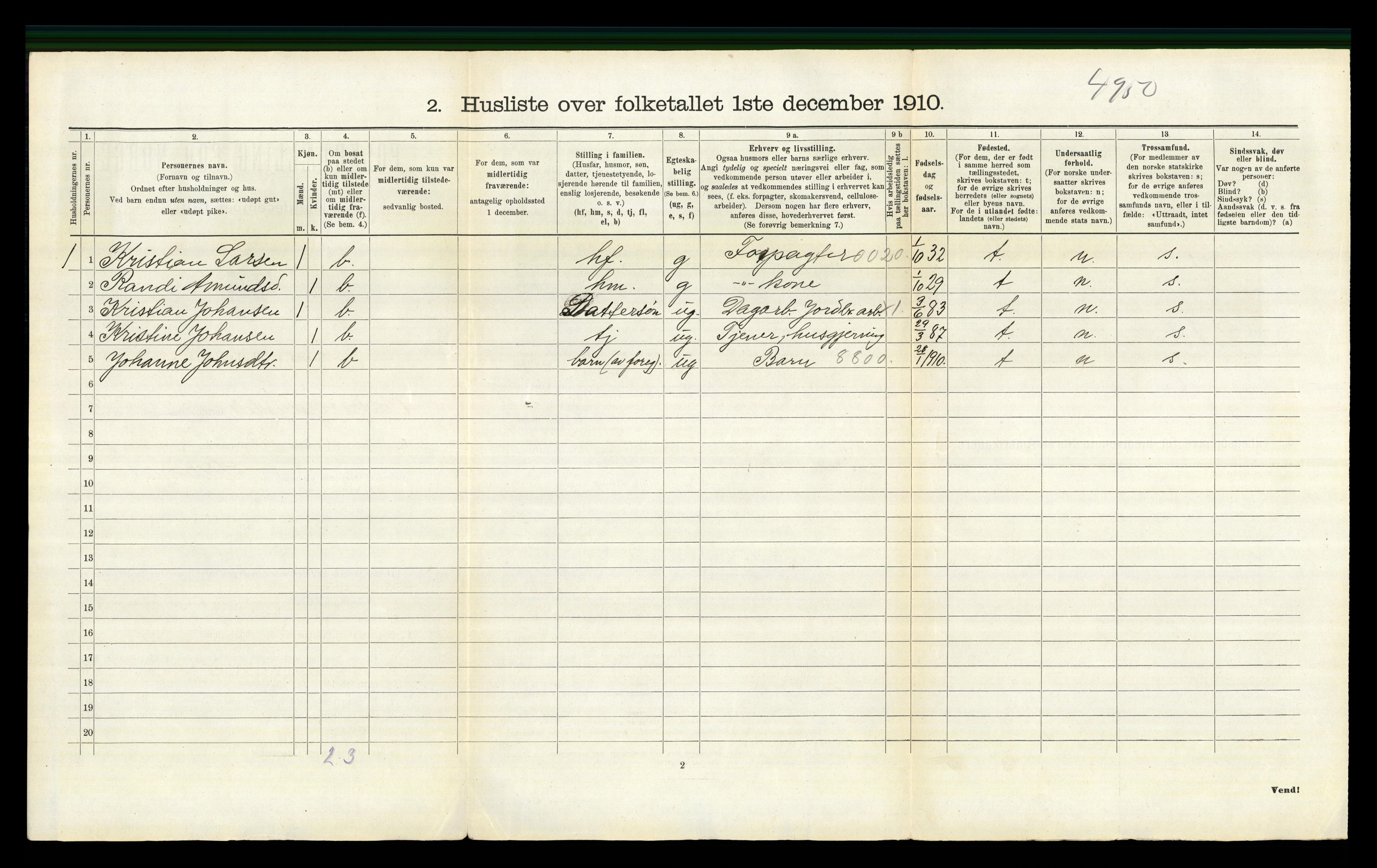 RA, Folketelling 1910 for 0522 Østre Gausdal herred, 1910, s. 485