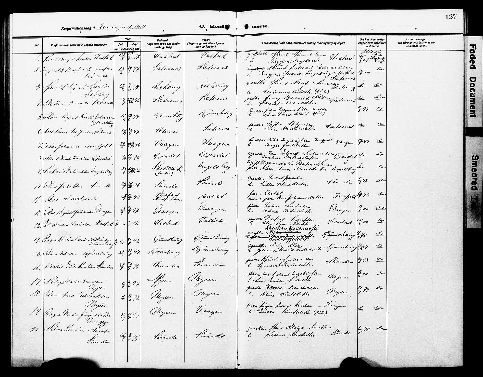 Ministerialprotokoller, klokkerbøker og fødselsregistre - Møre og Romsdal, AV/SAT-A-1454/566/L0774: Klokkerbok nr. 566C03, 1910-1929, s. 127