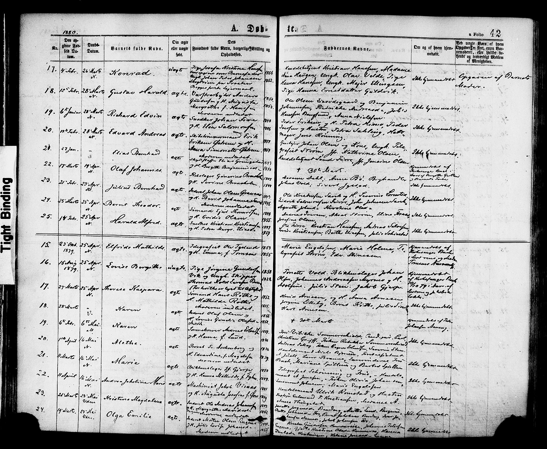 Ministerialprotokoller, klokkerbøker og fødselsregistre - Nord-Trøndelag, AV/SAT-A-1458/768/L0572: Ministerialbok nr. 768A07, 1874-1886, s. 42