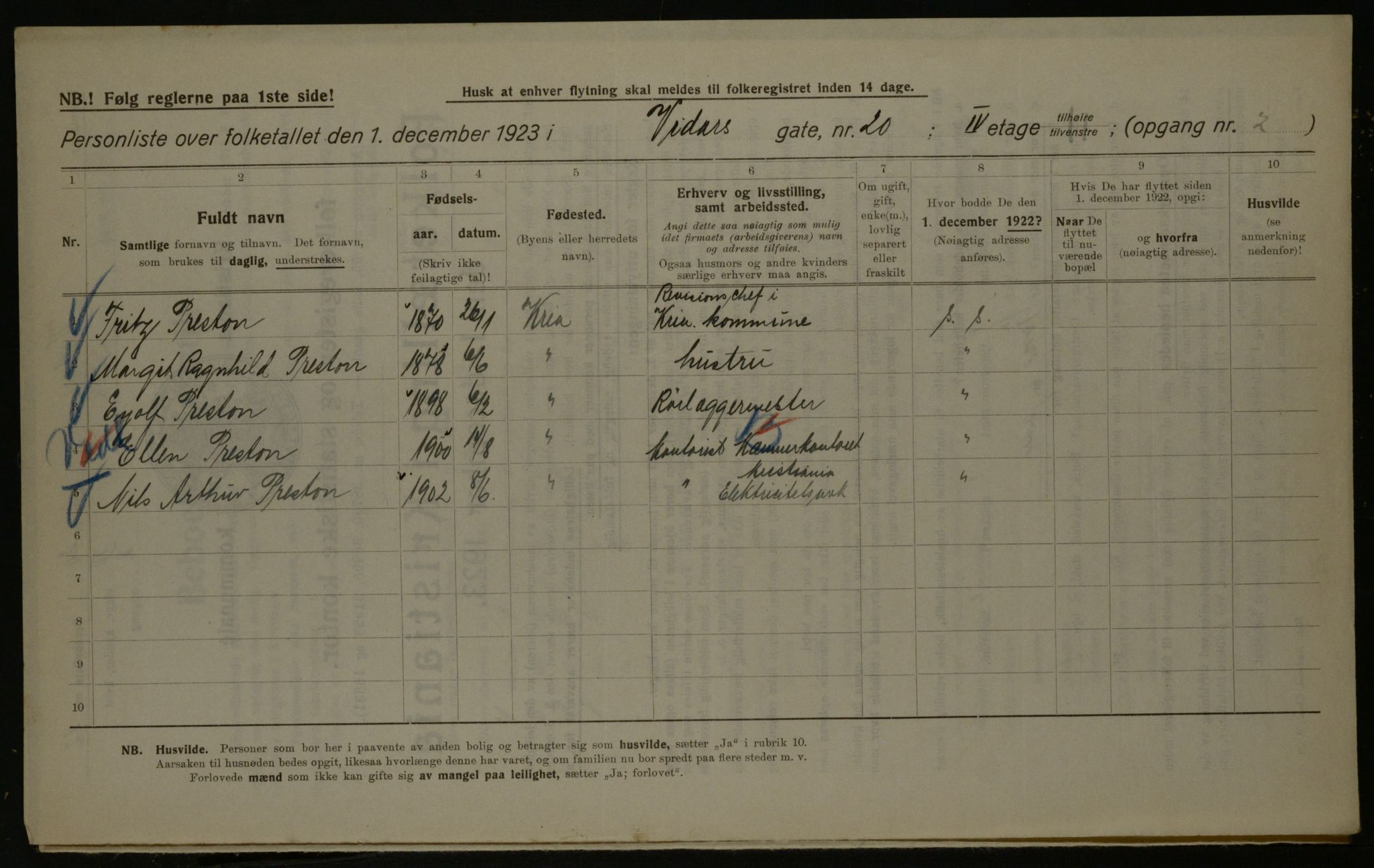 OBA, Kommunal folketelling 1.12.1923 for Kristiania, 1923, s. 136473