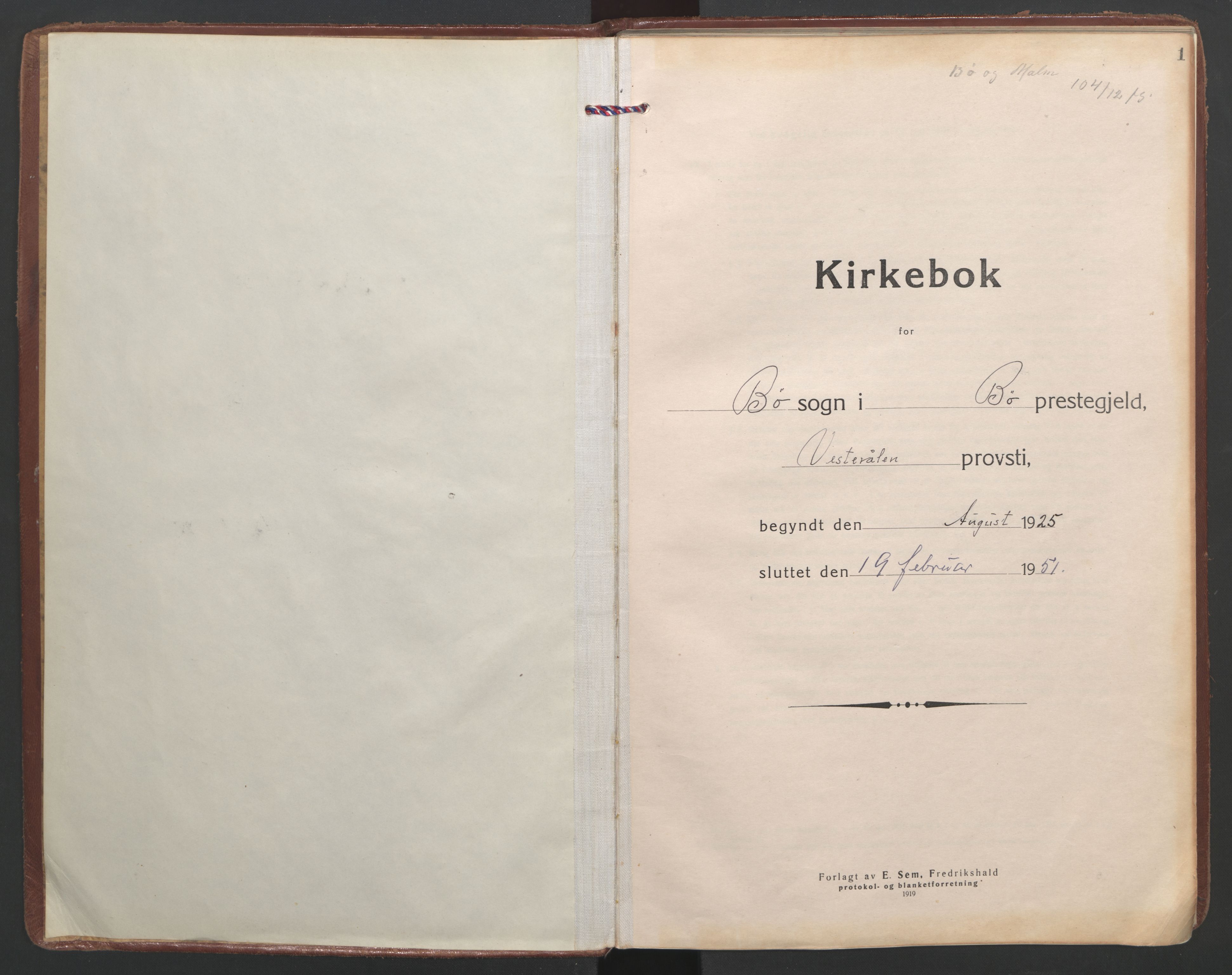 Ministerialprotokoller, klokkerbøker og fødselsregistre - Nordland, SAT/A-1459/891/L1307: Ministerialbok nr. 891A12, 1925-1951, s. 1