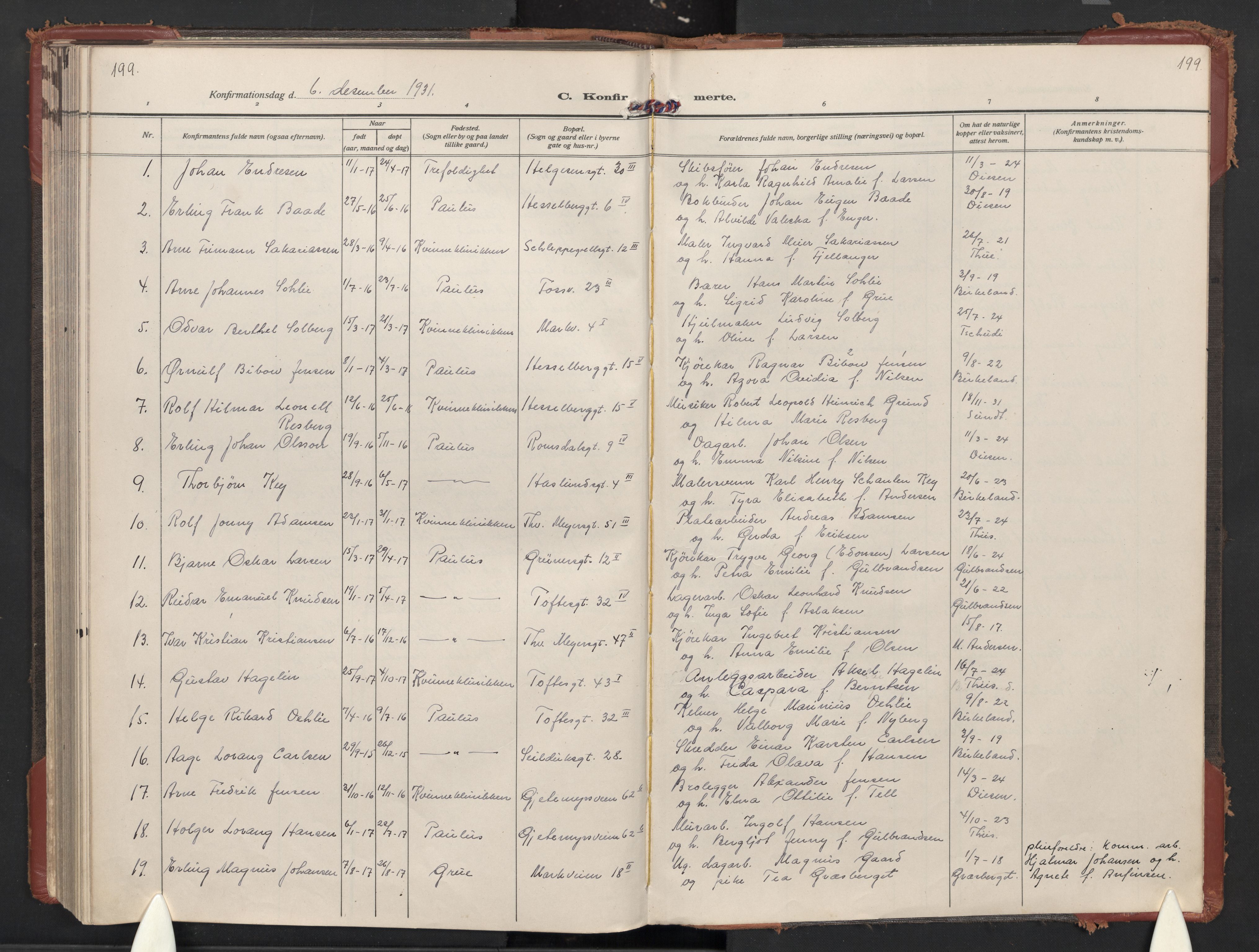 Paulus prestekontor Kirkebøker, AV/SAO-A-10871/F/Fa/L0026: Ministerialbok nr. 26, 1920-1932, s. 199