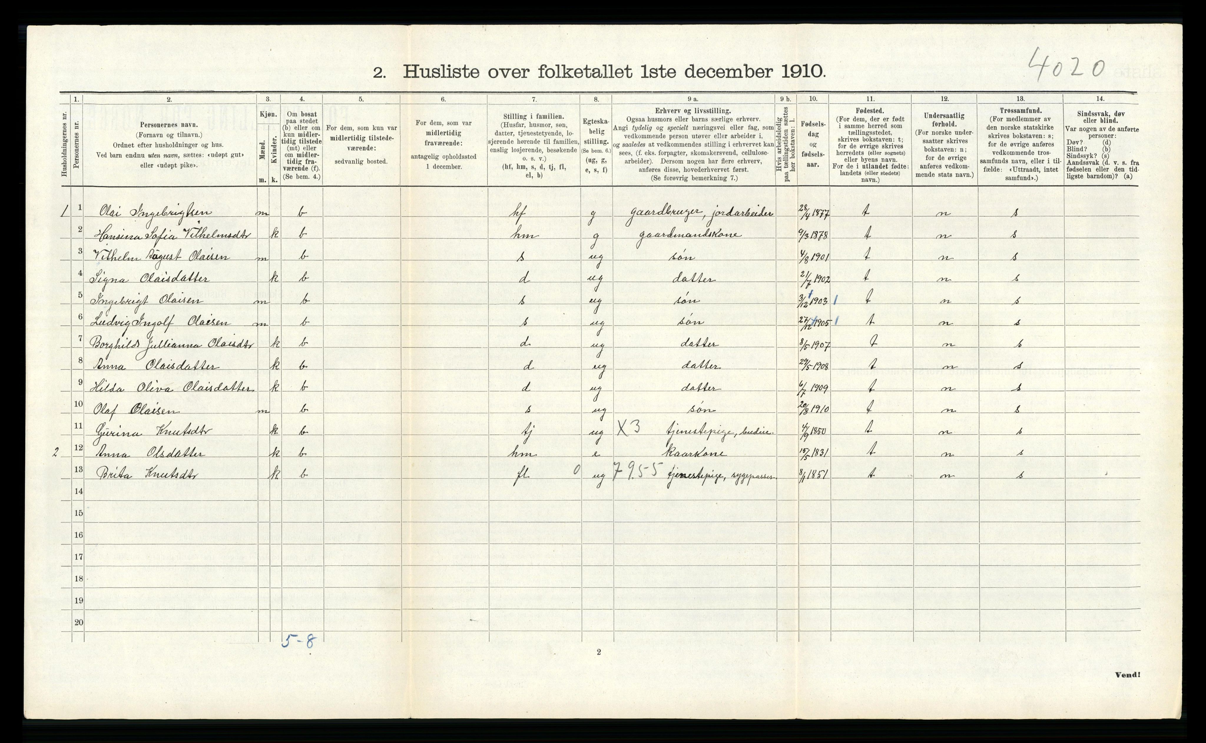 RA, Folketelling 1910 for 1257 Alversund herred, 1910, s. 279