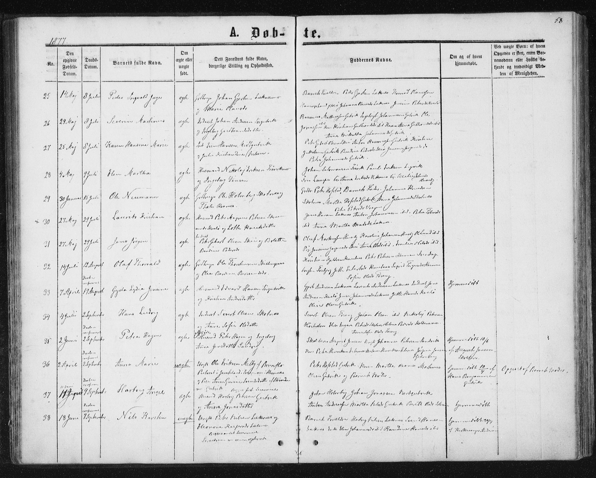 Ministerialprotokoller, klokkerbøker og fødselsregistre - Nord-Trøndelag, SAT/A-1458/788/L0696: Ministerialbok nr. 788A03, 1863-1877, s. 58