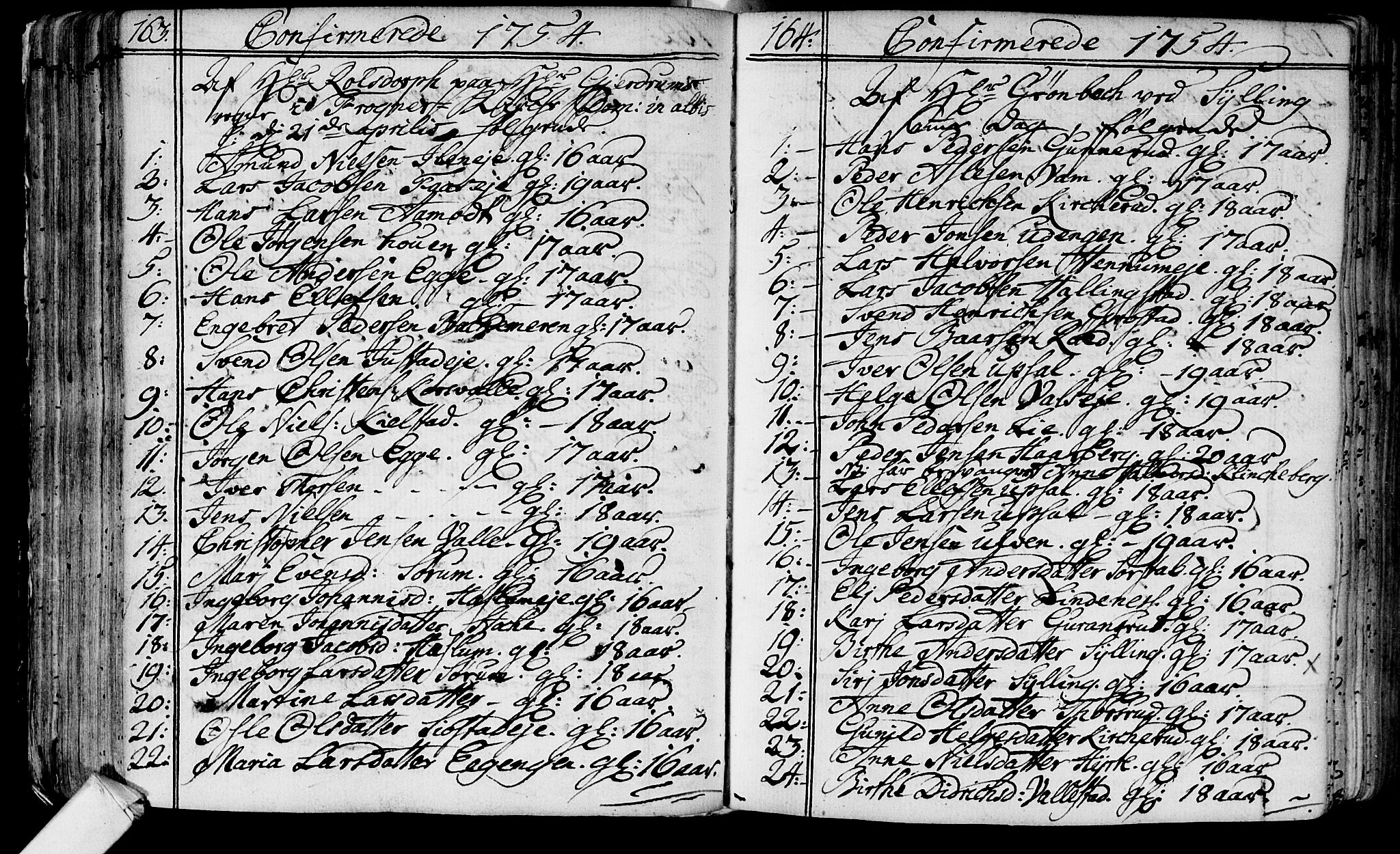 Lier kirkebøker, SAKO/A-230/F/Fa/L0004: Ministerialbok nr. I 4, 1749-1764, s. 163-164