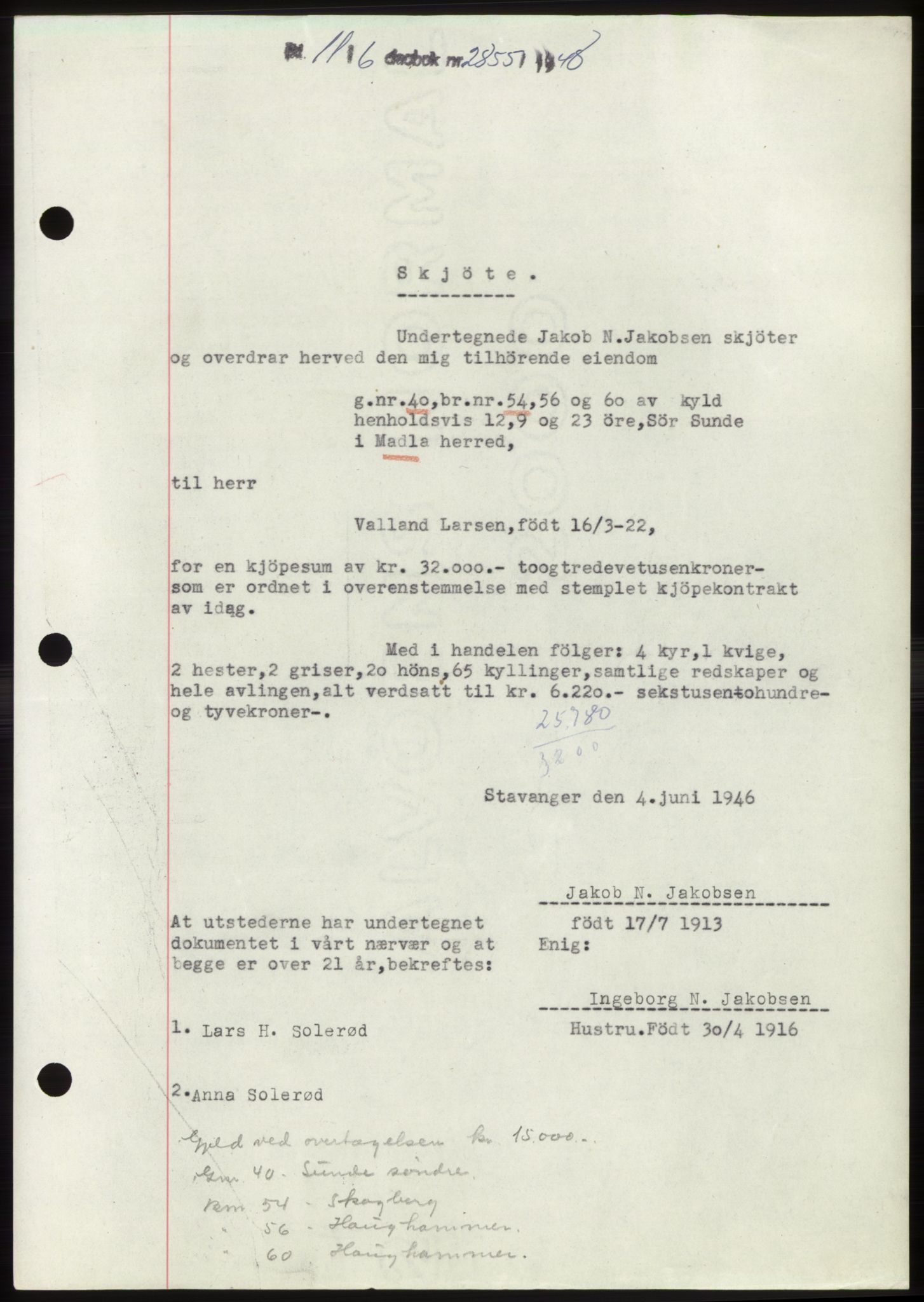 Jæren sorenskriveri, SAST/A-100310/03/G/Gba/L0099: Pantebok, 1948-1948, Dagboknr: 2855/1948