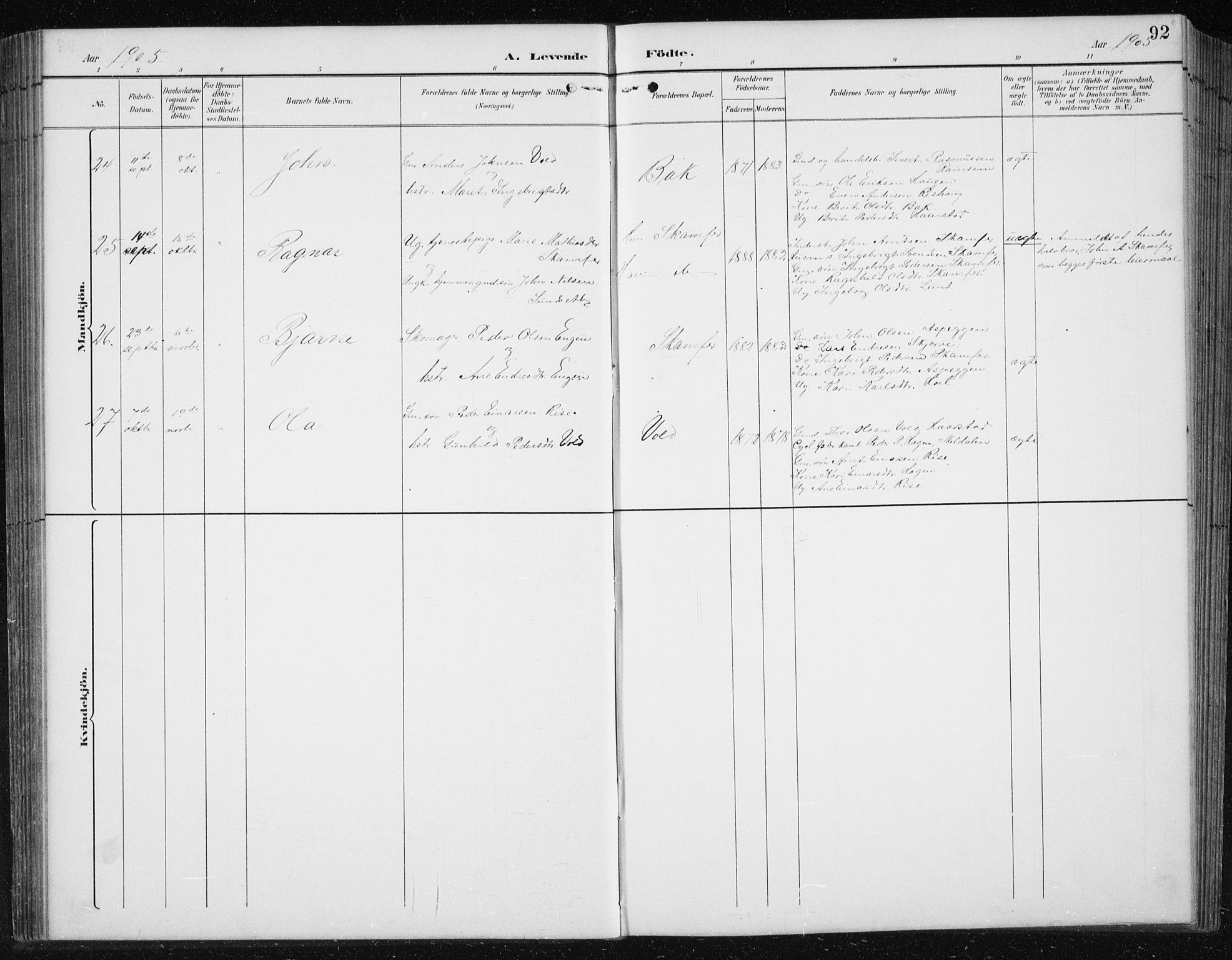 Ministerialprotokoller, klokkerbøker og fødselsregistre - Sør-Trøndelag, AV/SAT-A-1456/674/L0876: Klokkerbok nr. 674C03, 1892-1912, s. 92