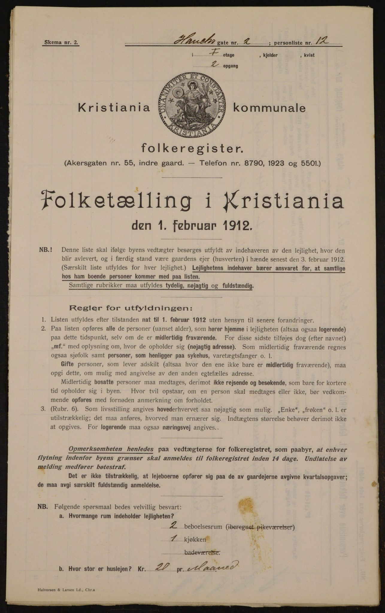 OBA, Kommunal folketelling 1.2.1912 for Kristiania, 1912, s. 35410