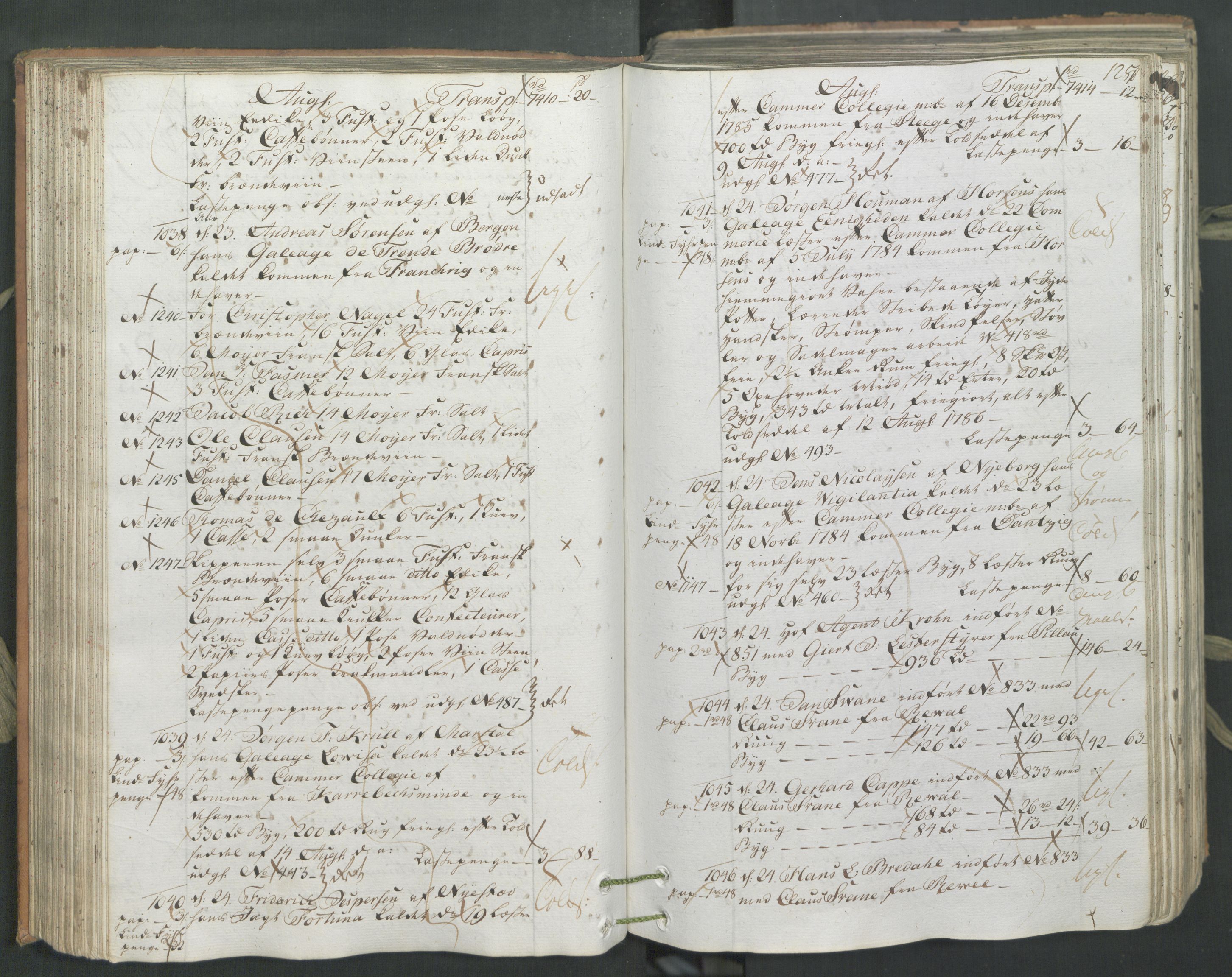 Generaltollkammeret, tollregnskaper, AV/RA-EA-5490/R26/L0222/0001: Tollregnskaper Bergen A / Inngående hovedtollbok, 1786, s. 124b-125a