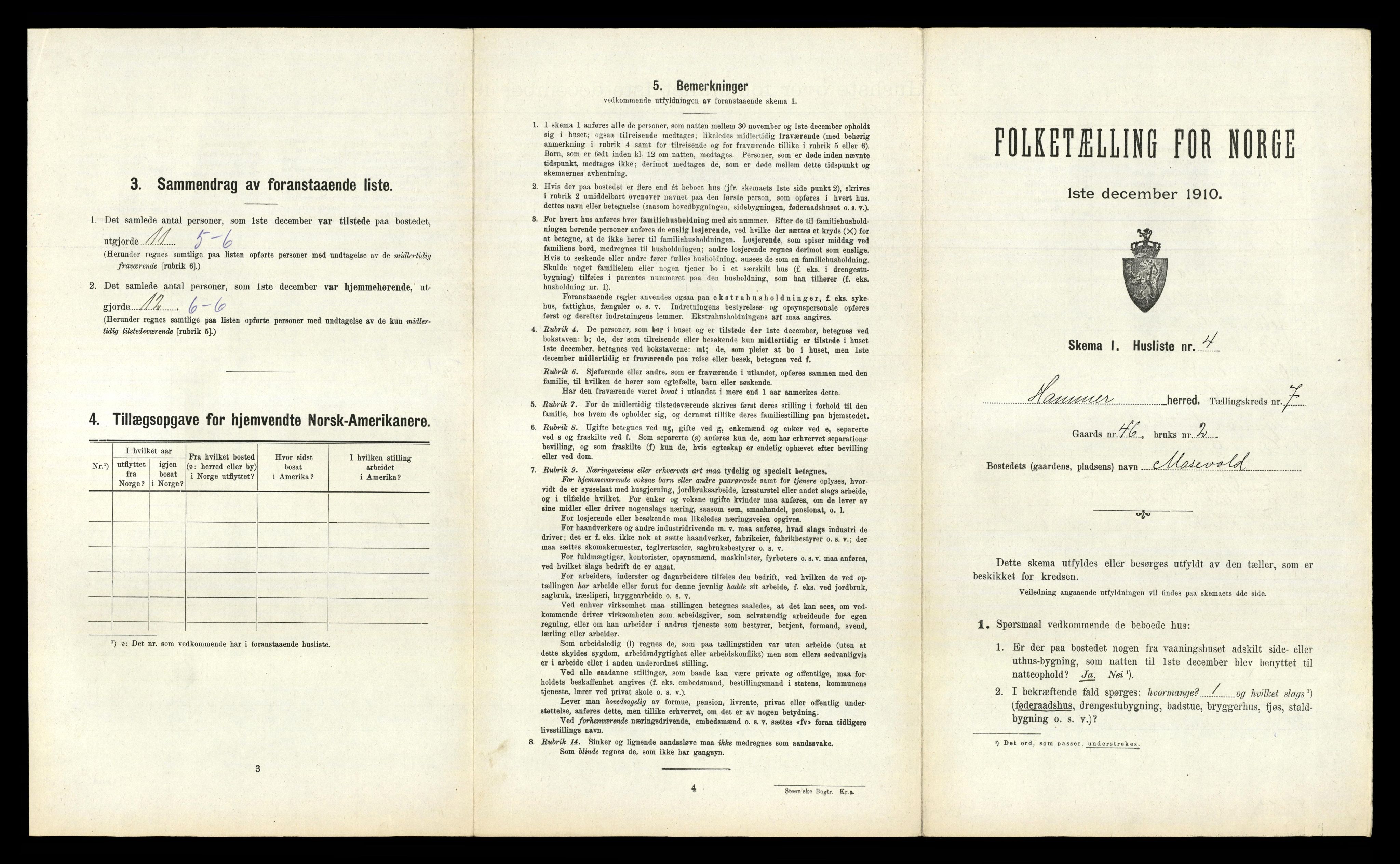 RA, Folketelling 1910 for 1254 Hamre herred, 1910, s. 444