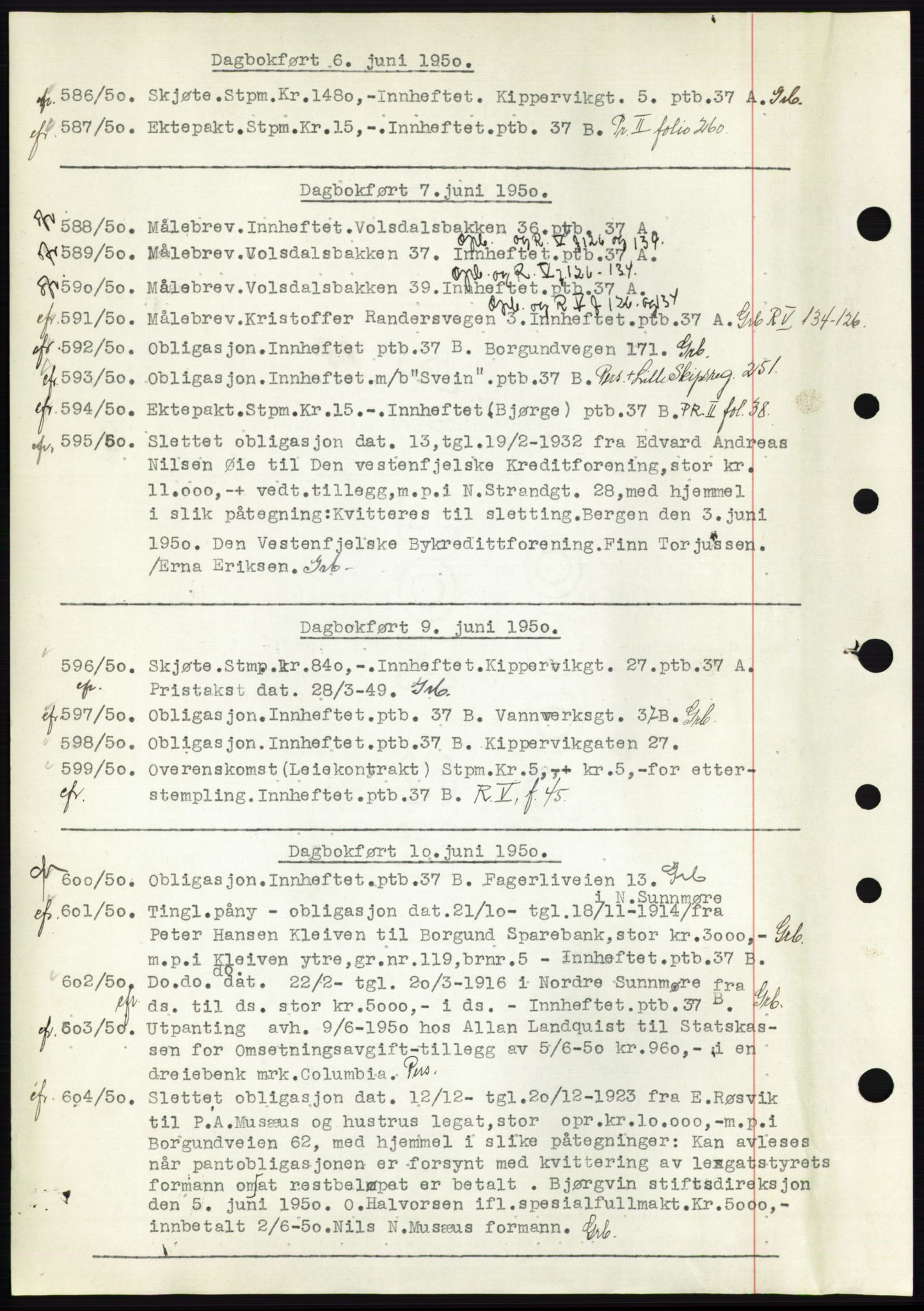 Ålesund byfogd, AV/SAT-A-4384: Pantebok nr. C34-35, 1946-1950, Dagboknr: 586/1950