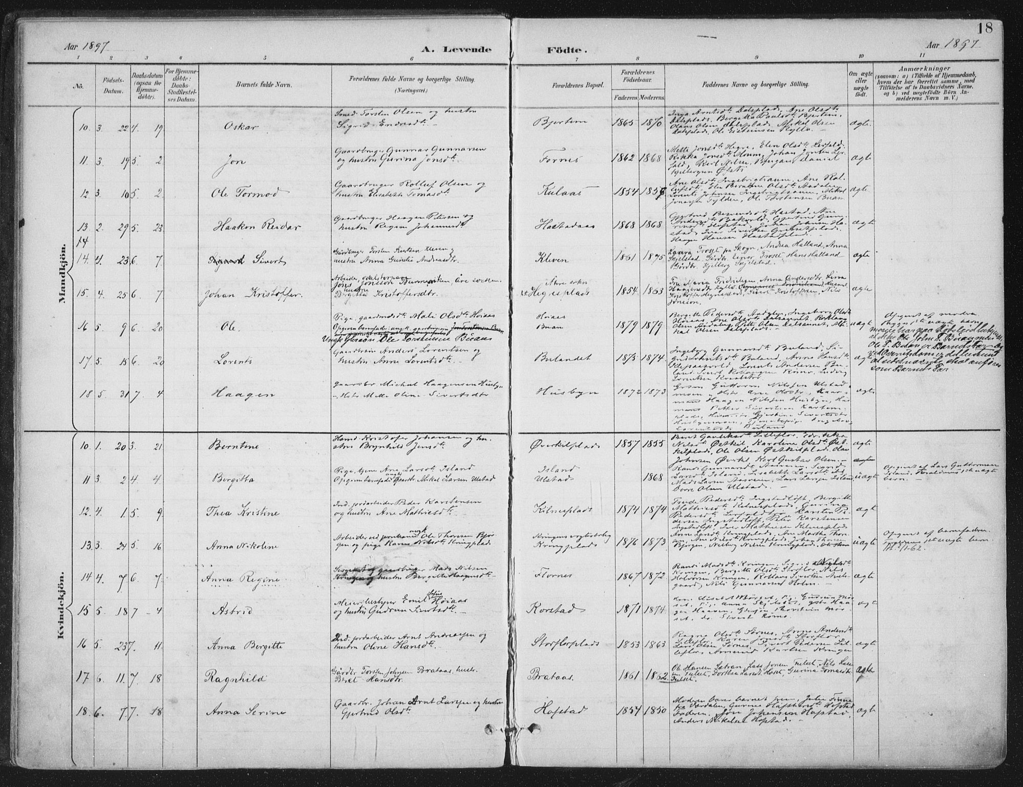 Ministerialprotokoller, klokkerbøker og fødselsregistre - Nord-Trøndelag, SAT/A-1458/703/L0031: Ministerialbok nr. 703A04, 1893-1914, s. 18
