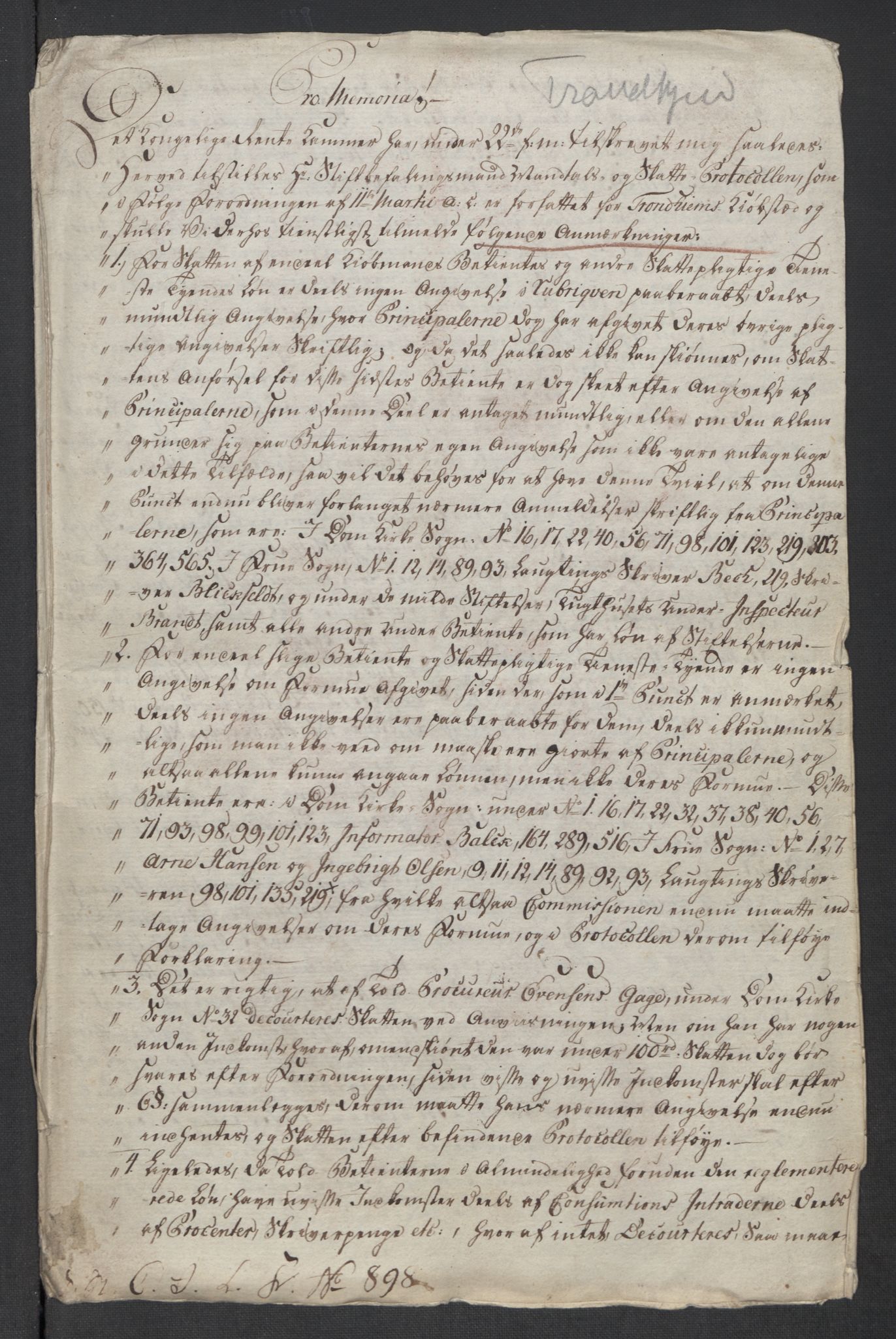 Rentekammeret inntil 1814, Reviderte regnskaper, Mindre regnskaper, RA/EA-4068/Rf/Rfe/L0052:  Trondheim, 1789, s. 3