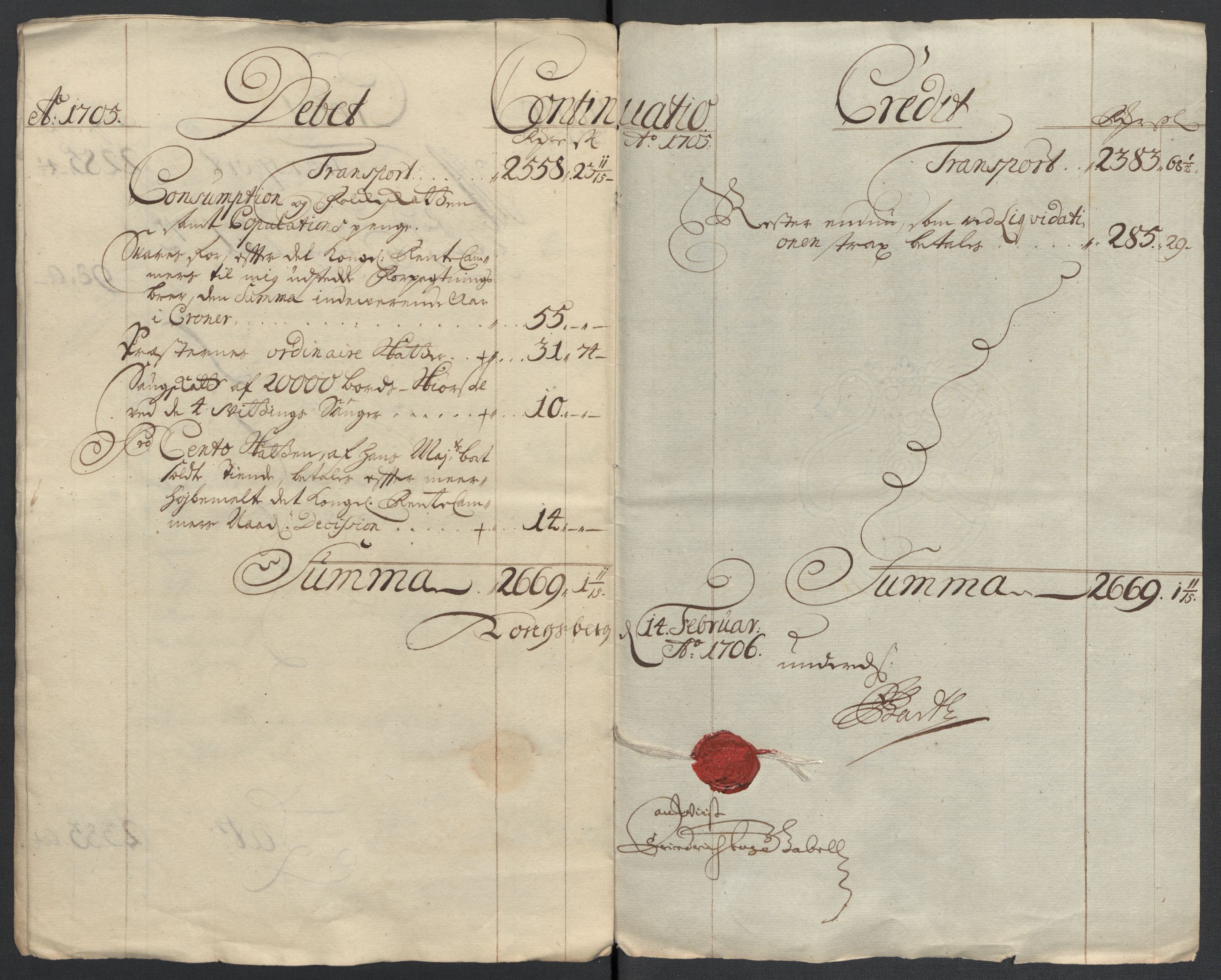Rentekammeret inntil 1814, Reviderte regnskaper, Fogderegnskap, AV/RA-EA-4092/R24/L1583: Fogderegnskap Numedal og Sandsvær, 1705-1706, s. 11