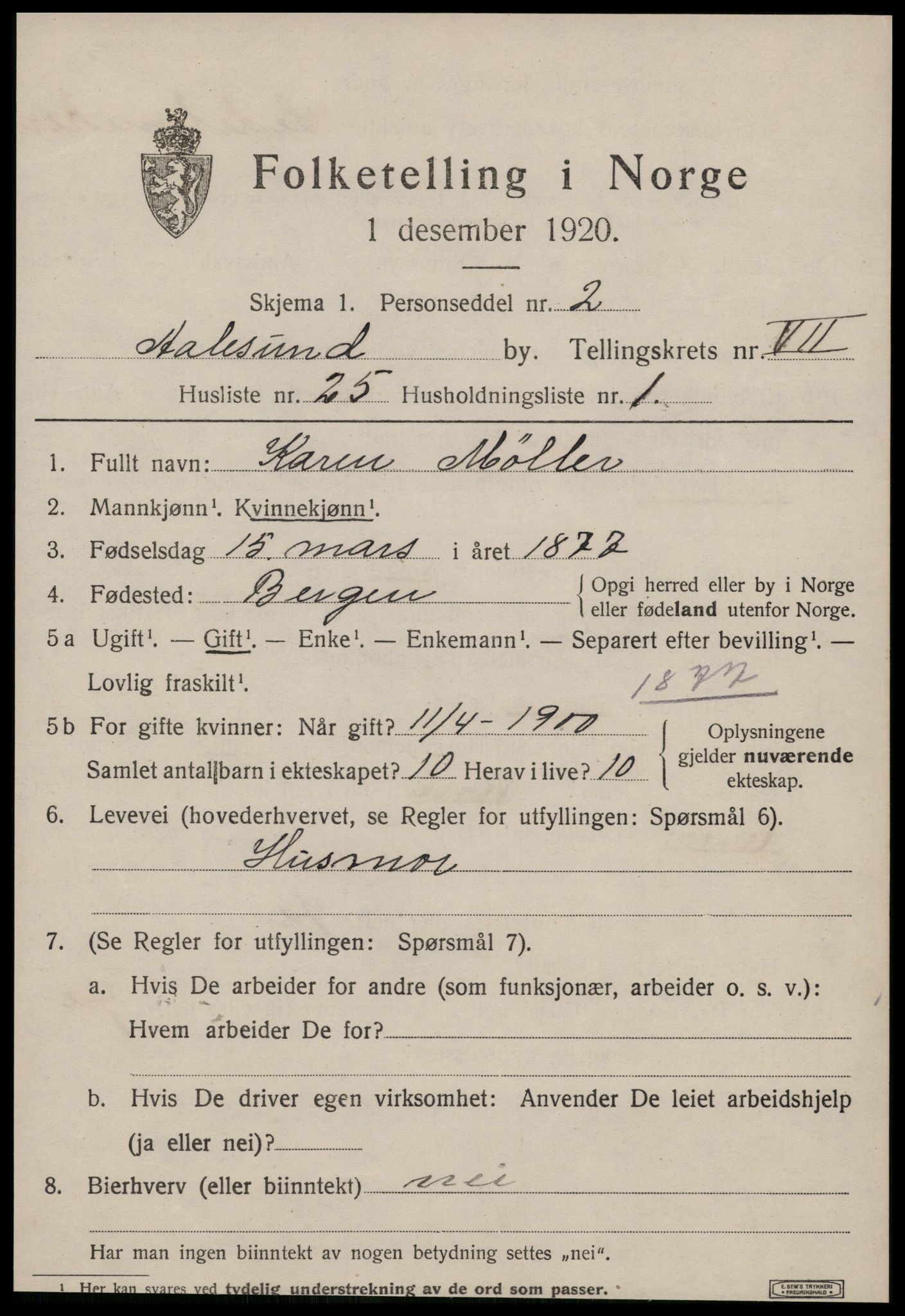 SAT, Folketelling 1920 for 1501 Ålesund kjøpstad, 1920, s. 20002