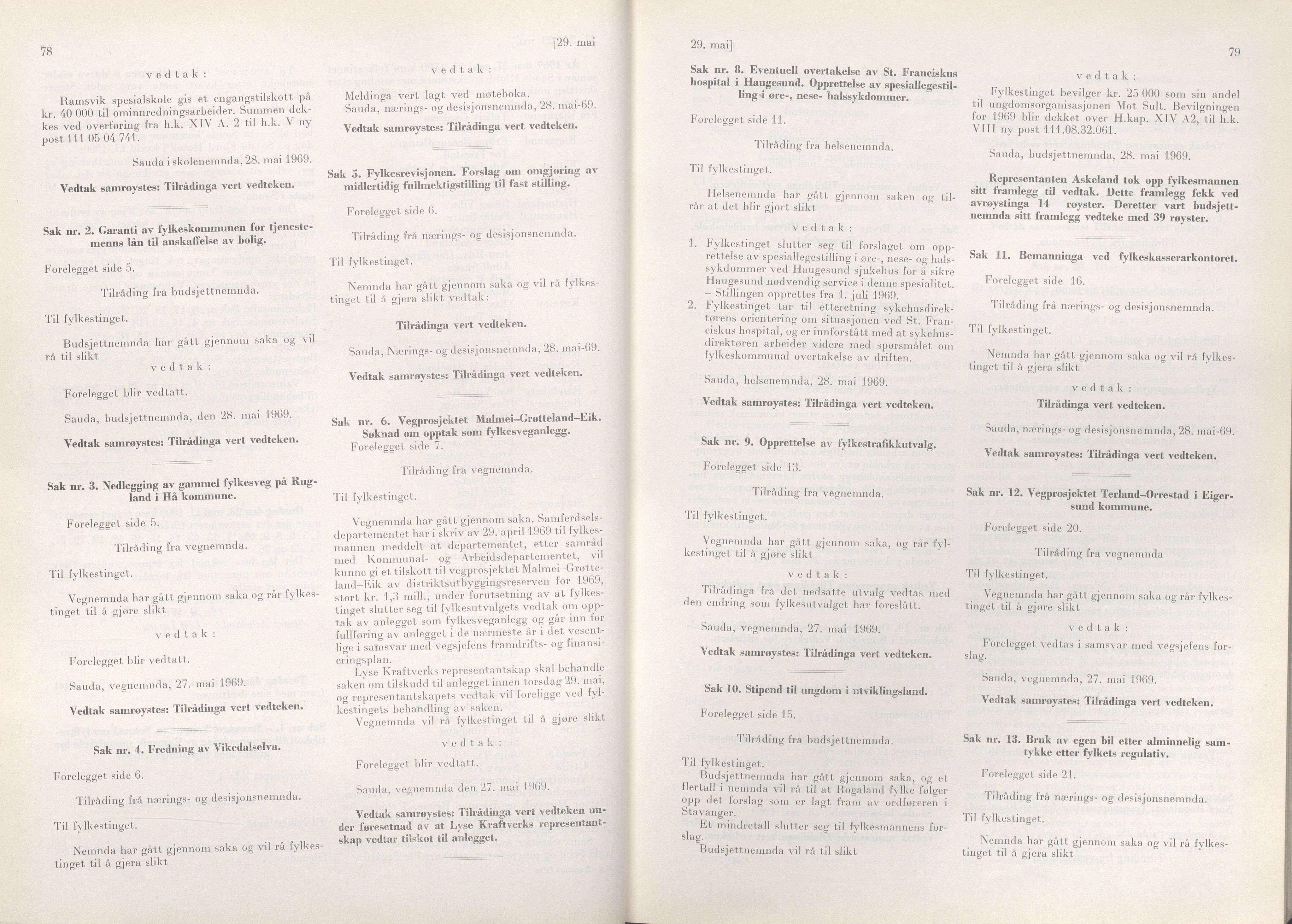 Rogaland fylkeskommune - Fylkesrådmannen , IKAR/A-900/A/Aa/Aaa/L0089: Møtebok , 1969, s. 78-79