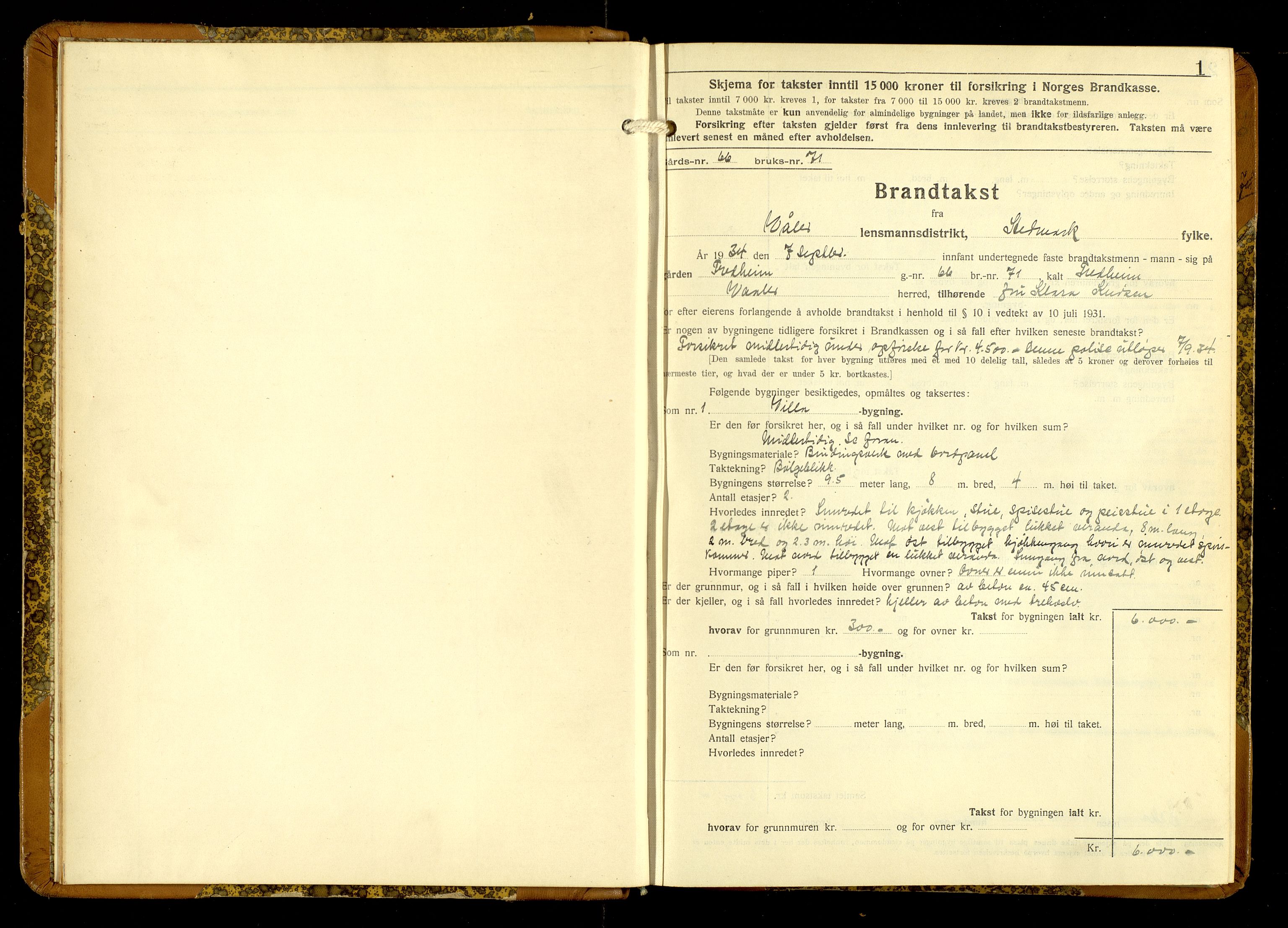 Norges Brannkasse, Våler, Hedmark, AV/SAH-NBRANV-019/F/L0025: Branntakstprotokoll, 1934-1936