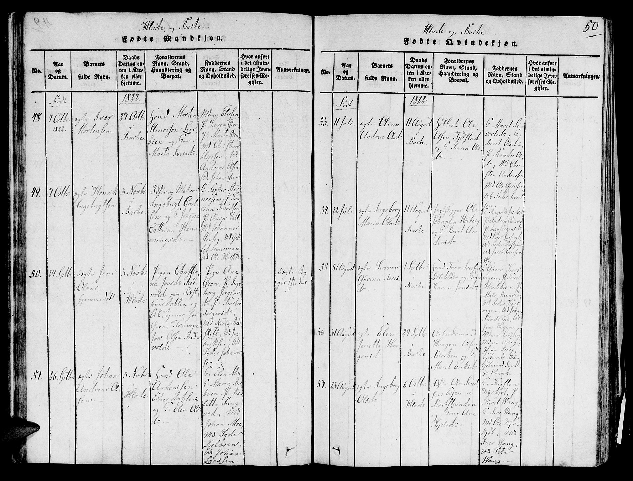 Ministerialprotokoller, klokkerbøker og fødselsregistre - Sør-Trøndelag, SAT/A-1456/606/L0283: Ministerialbok nr. 606A03 /1, 1818-1823, s. 50