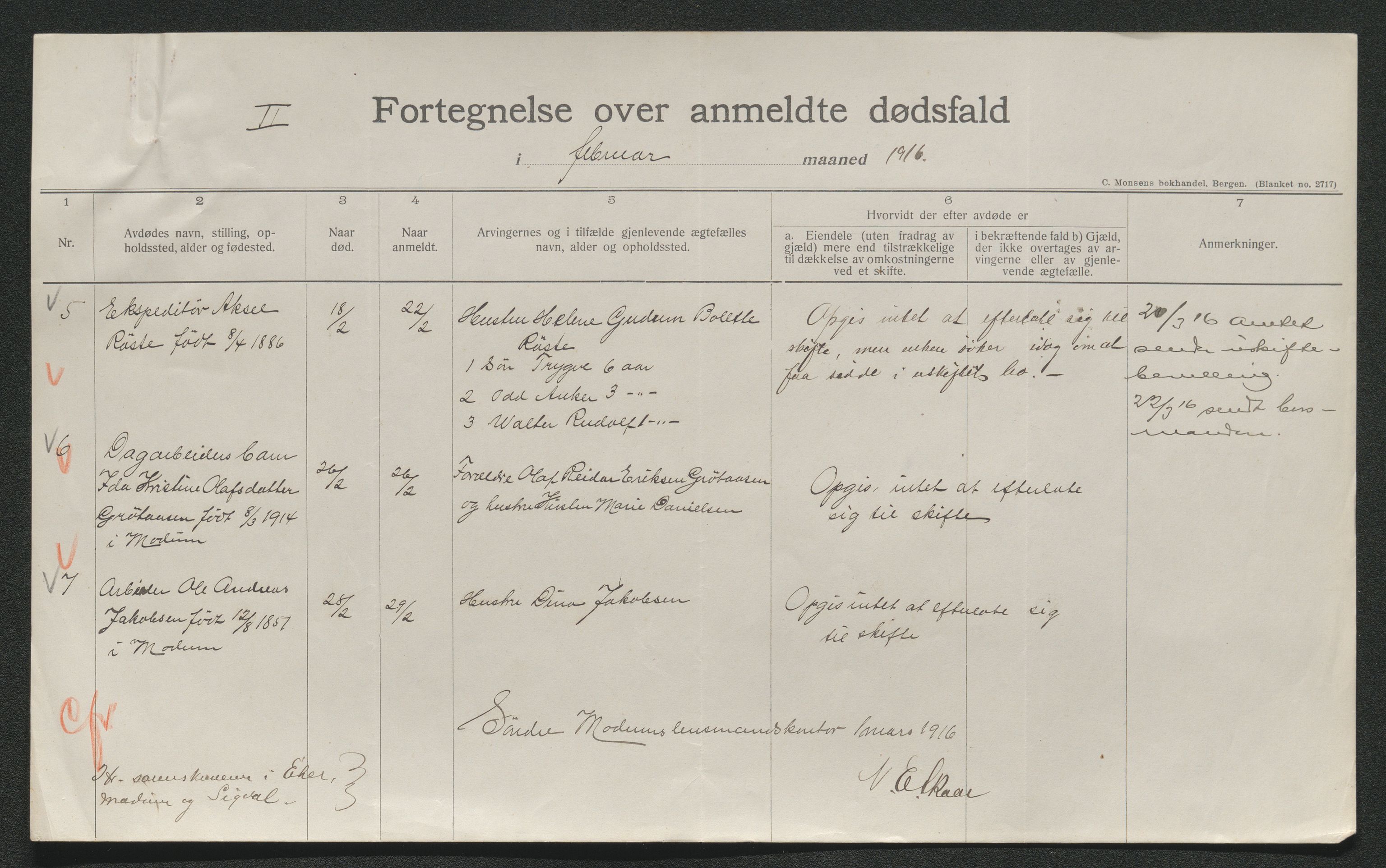 Eiker, Modum og Sigdal sorenskriveri, AV/SAKO-A-123/H/Ha/Hab/L0038: Dødsfallsmeldinger, 1916-1917, s. 401