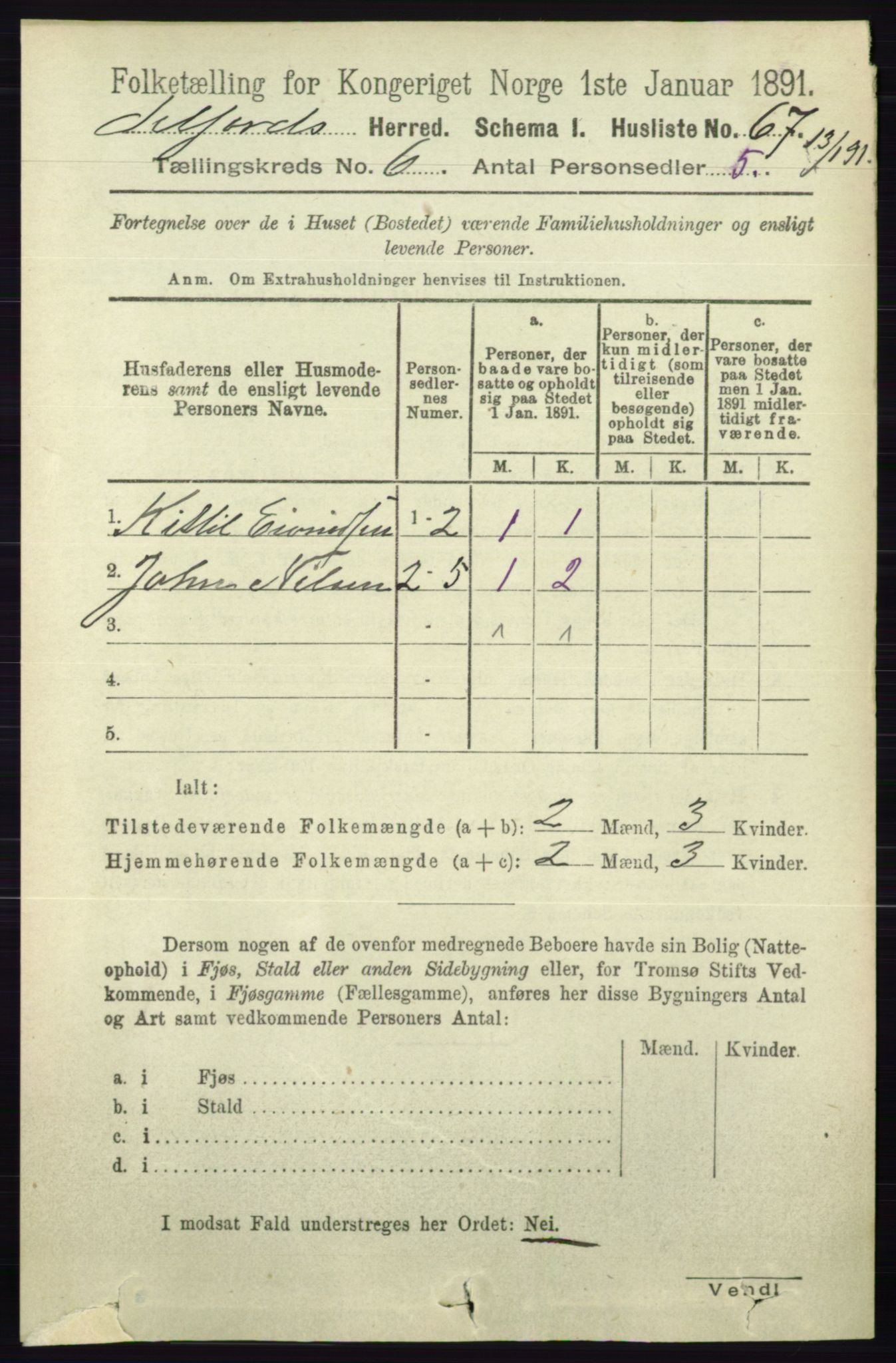 RA, Folketelling 1891 for 0828 Seljord herred, 1891, s. 2205