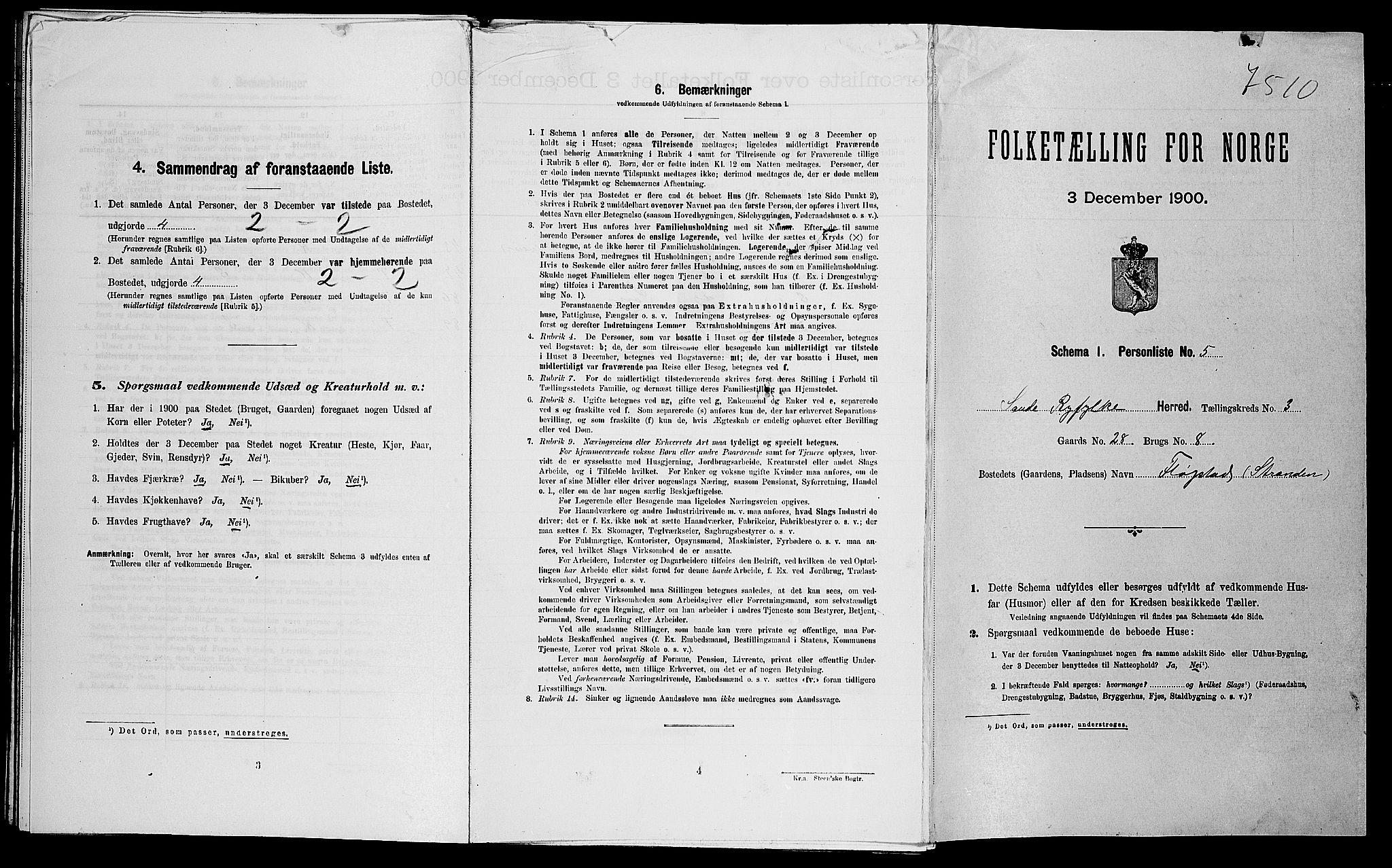 SAST, Folketelling 1900 for 1135 Sauda herred, 1900, s. 336