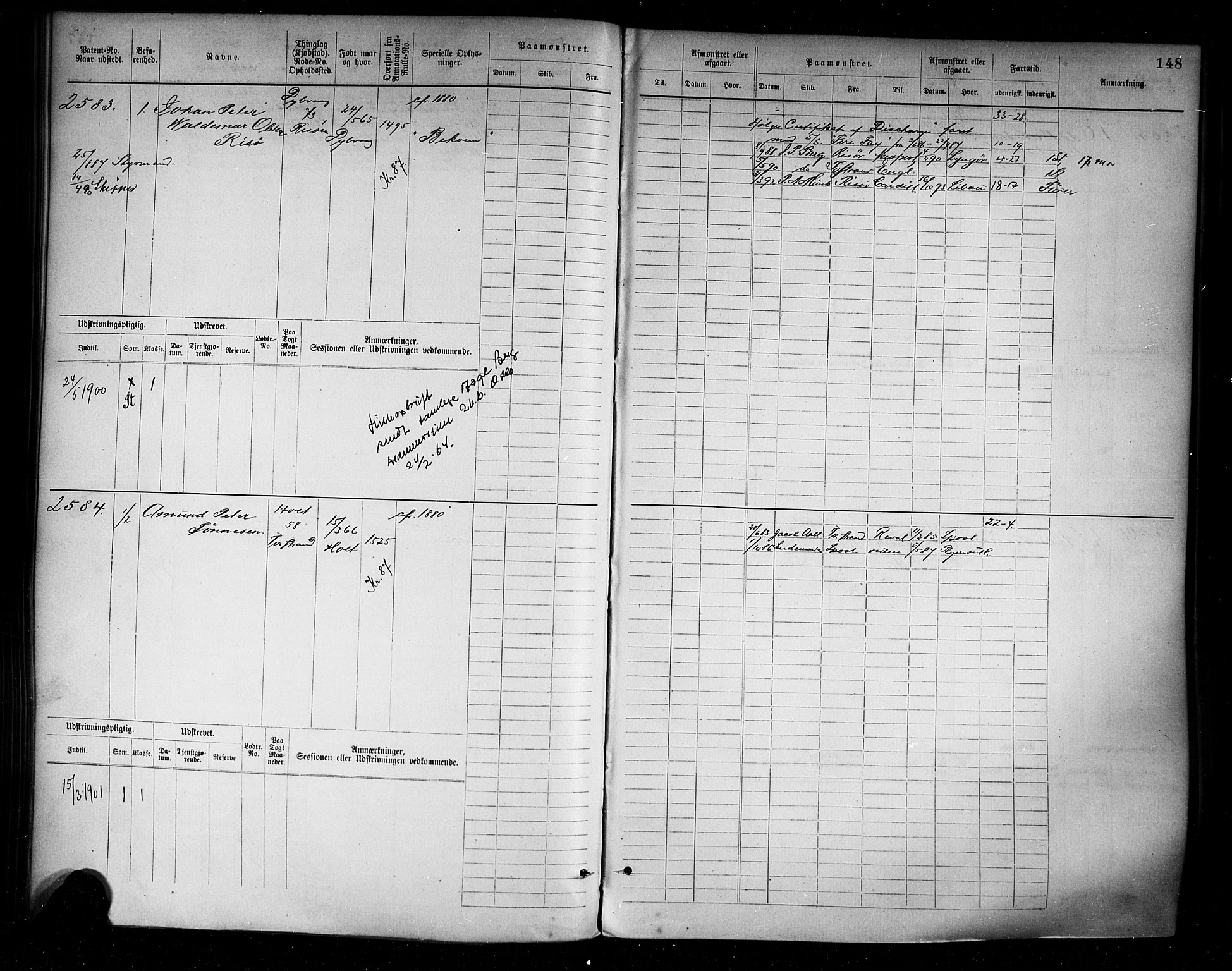 Tvedestrand mønstringskrets, AV/SAK-2031-0011/F/Fb/L0004: Hovedrulle A nr 2289-3056, R-5, 1880-1910, s. 153